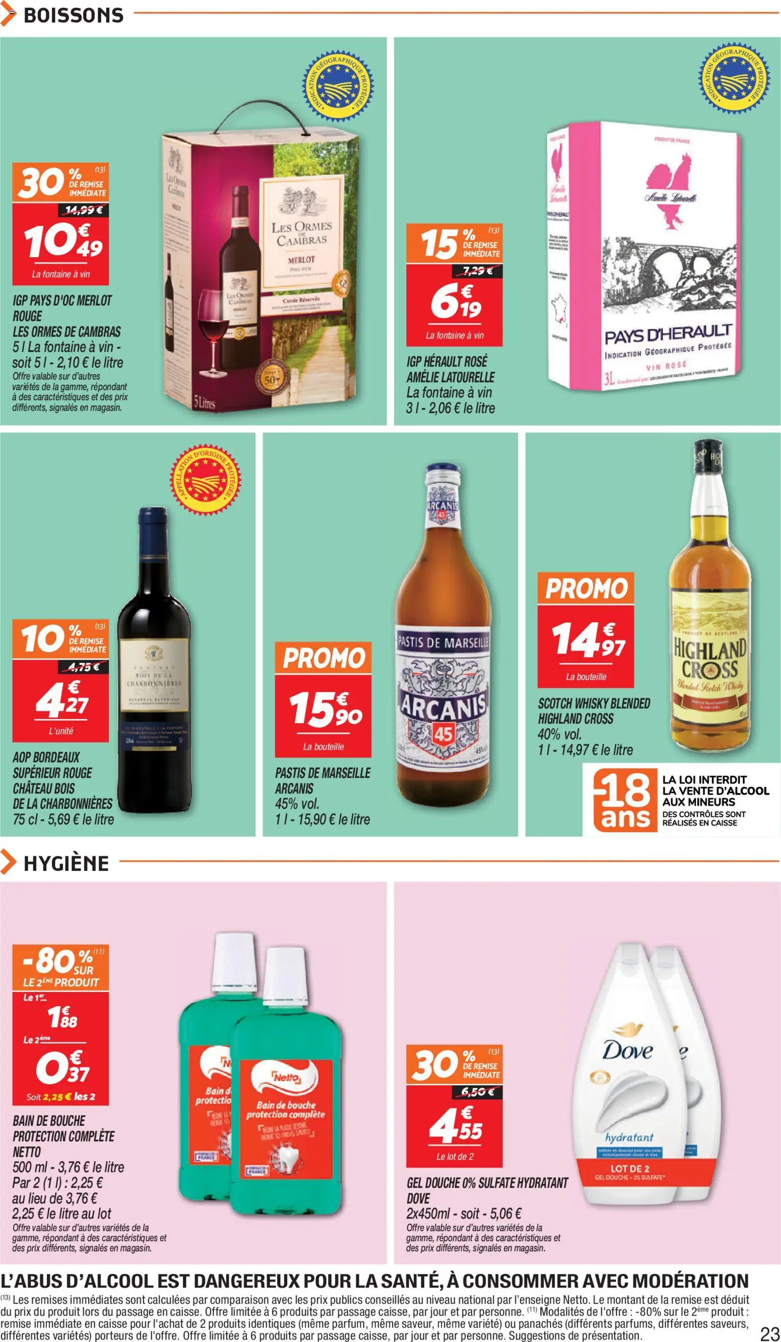 {H1} | Page: 23 | Produits: Pastis, Gel douche, Douche, Vin