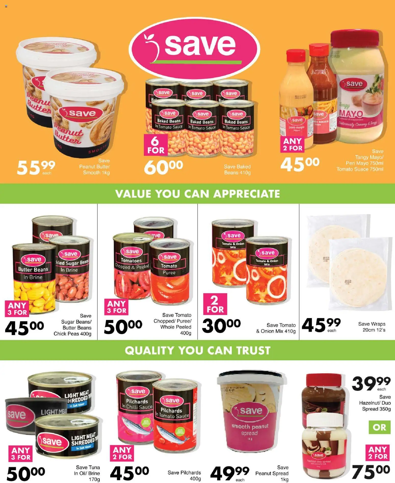 New Save catalogue – valid from 12.02.2026 | Page: 17 | Products: Pilchards, Baked beans, Peanut butter, Salt