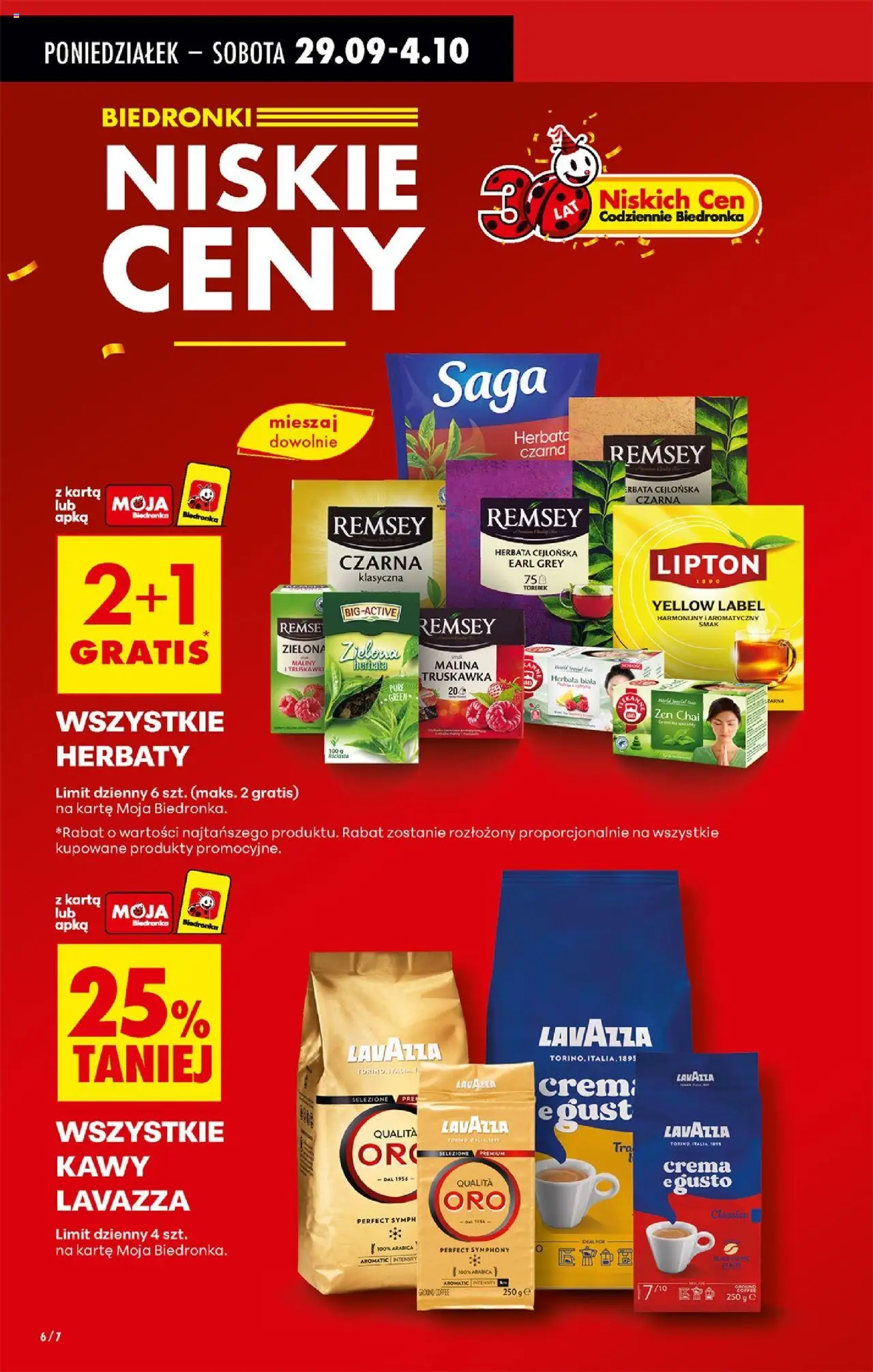 Biedronka gazetka od 29.09.2025 | Strona: 6 | Produkty: Karta, Maliny, Lavazza, Herbata