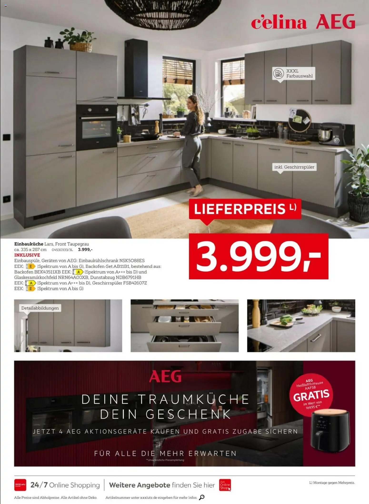 XXXLutz Nr. 1 beim Preis – gültig ab 04.04.2026 | Seite: 20 | Produkte: AEG, Einbauküche, Backofen, Dunstabzug
