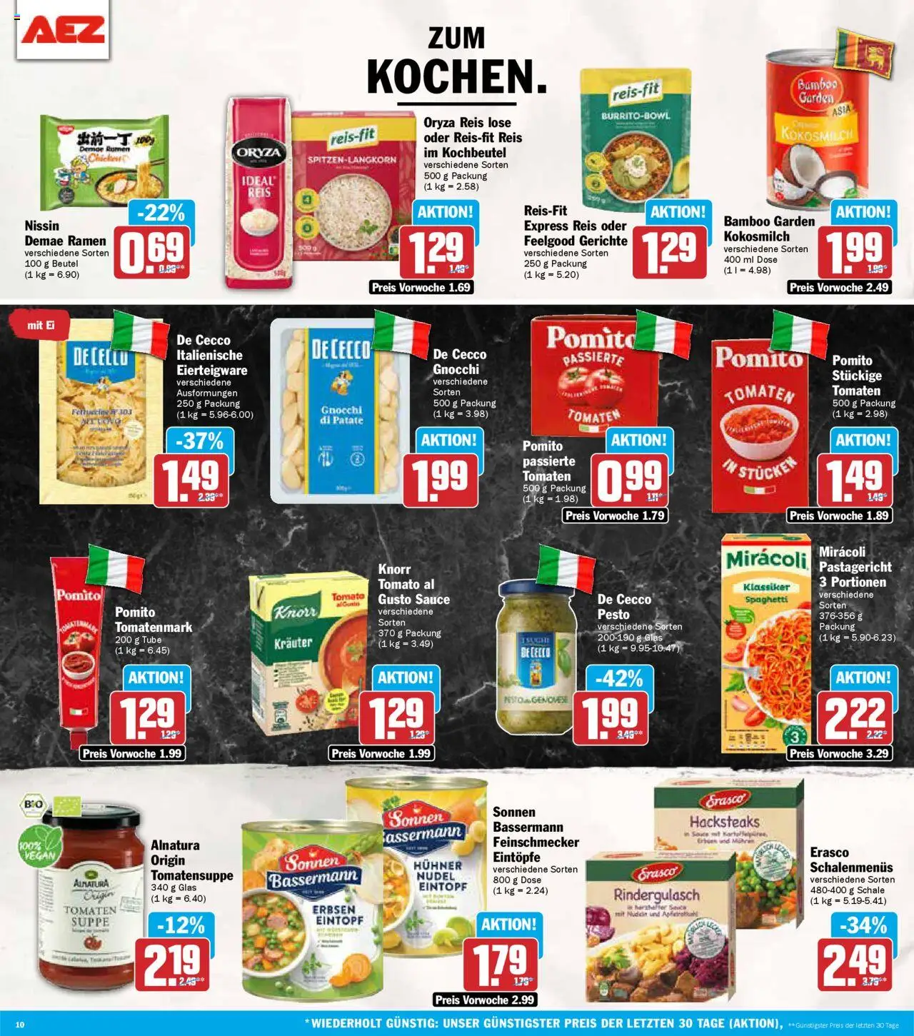 AEZ Prospekt 	 – gültig ab 13.10.2025 | Seite: 10 | Produkte: Tomaten, Knorr, Erasco, Erbsen