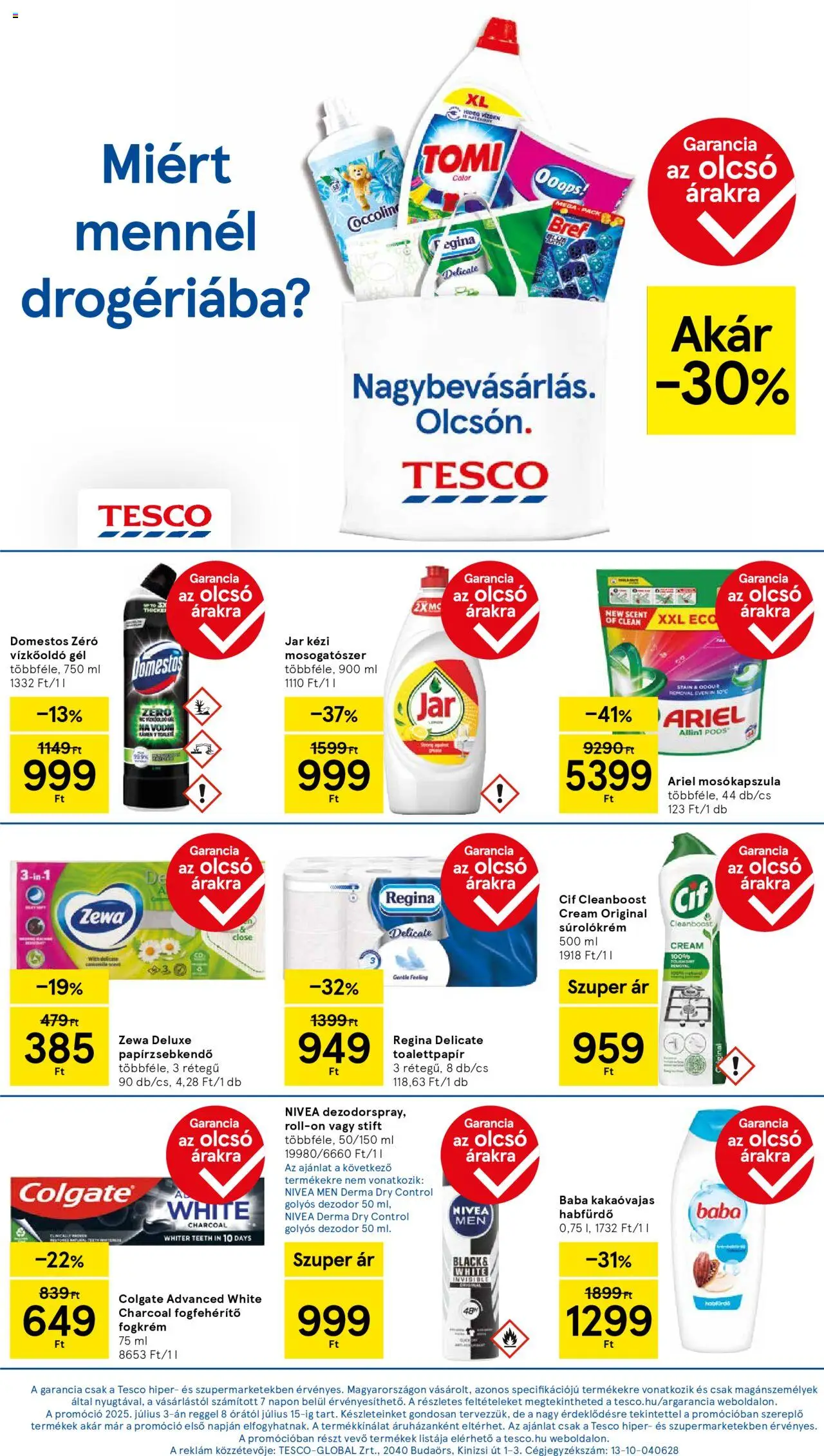 Tesco akciós ujság - amely érvényes a következő dátumtól: 03.07.2025 | Oldal: 7 | Termékek: Ariel, Papírzsebkendő, Roll-on, Fogkrém