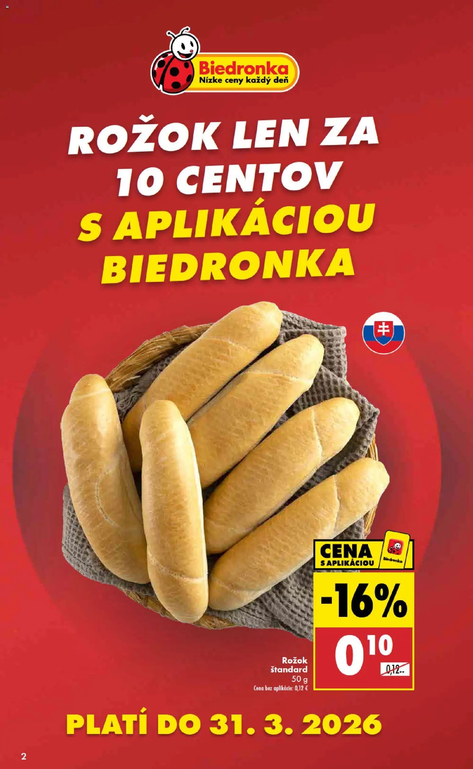 Nové Biedronka akcie – leták je platný od 19.03.2026 | Strana: 2 | Produkty: Rožok