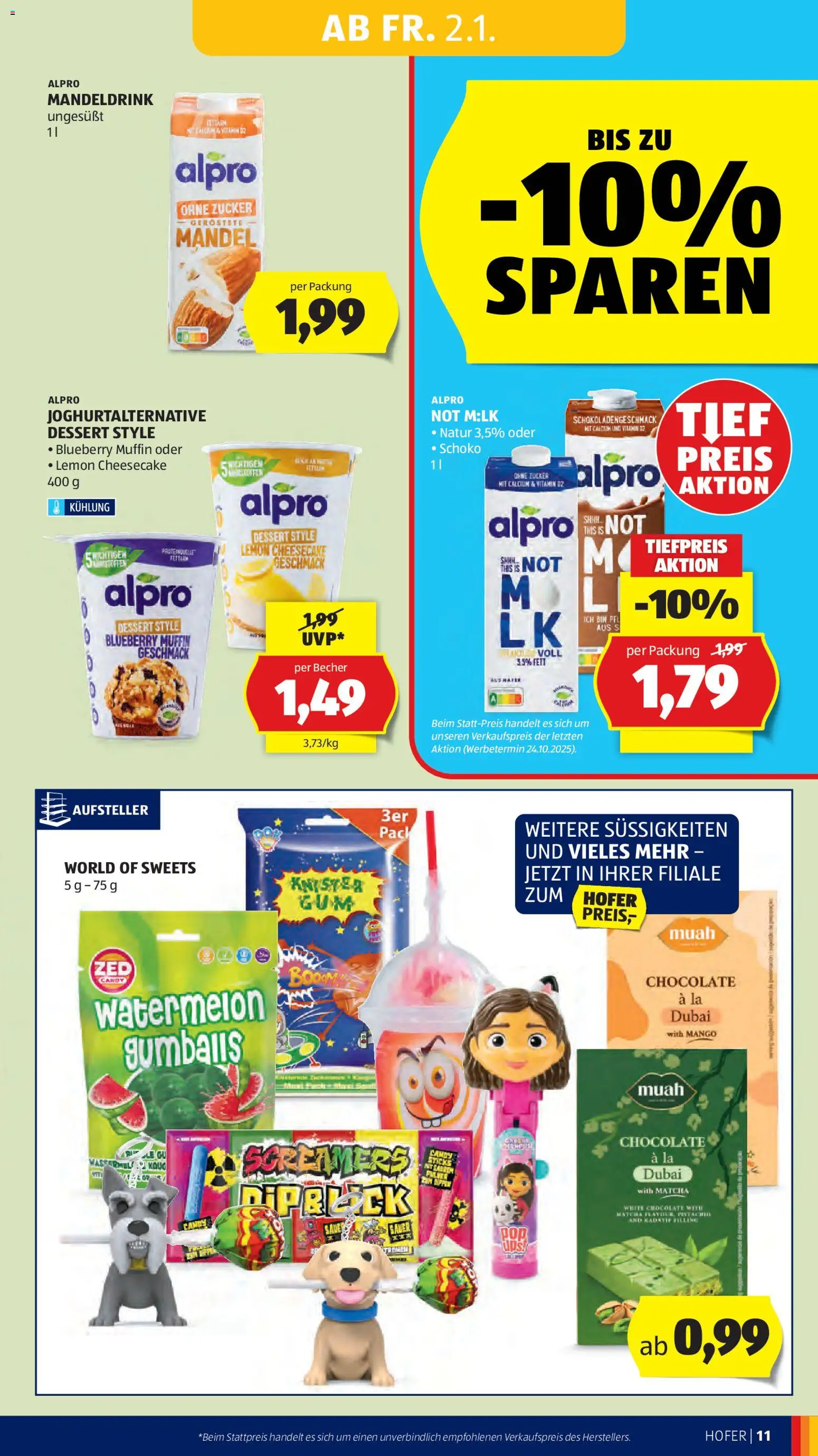 Hofer AT akciós ujság - amely érvényes a következő dátumtól: 02.01.2026 | Oldal: 13 | Termékek: Alpro, Muffin, Mangó