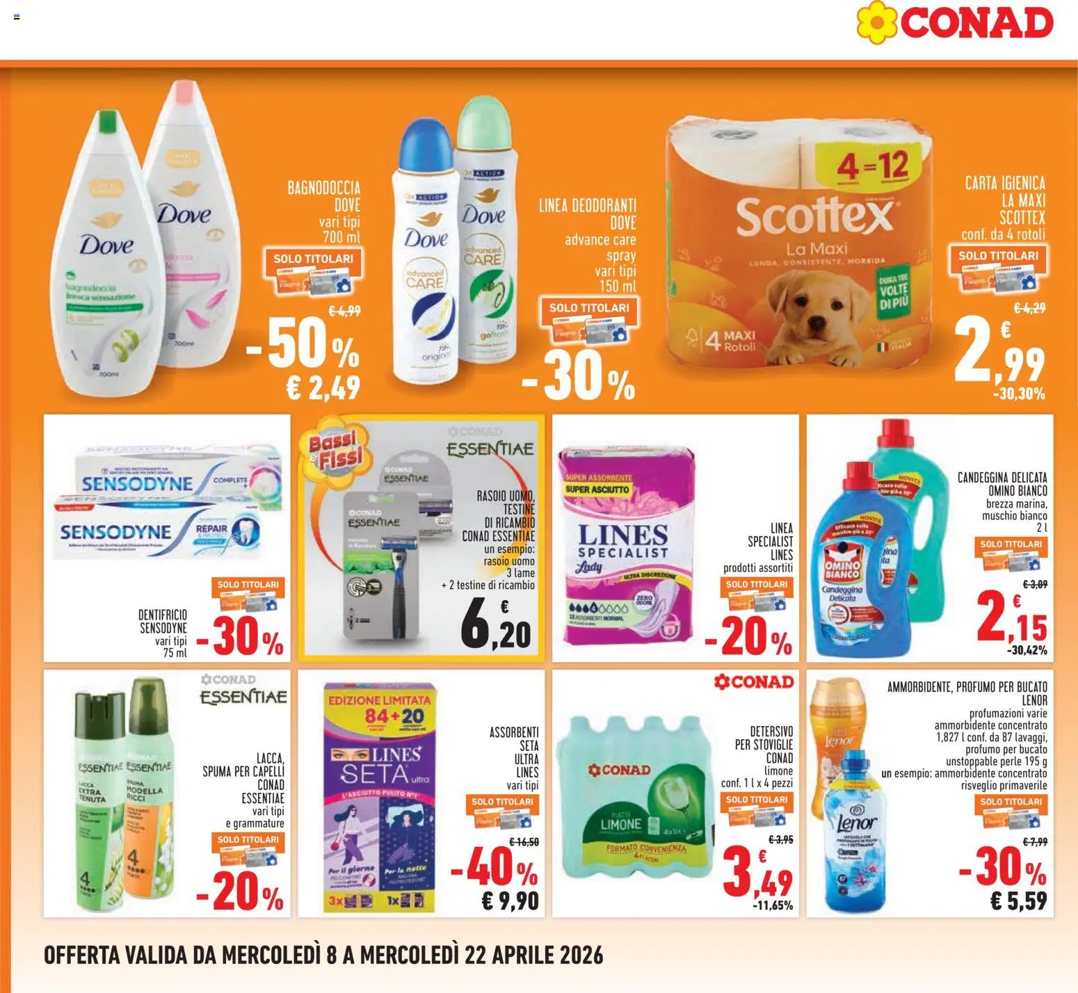 Volantino Conad del 08.04.2026 | Pagina: 20 | Prodotti: Lacca, Rasoio, Limone, Profumo