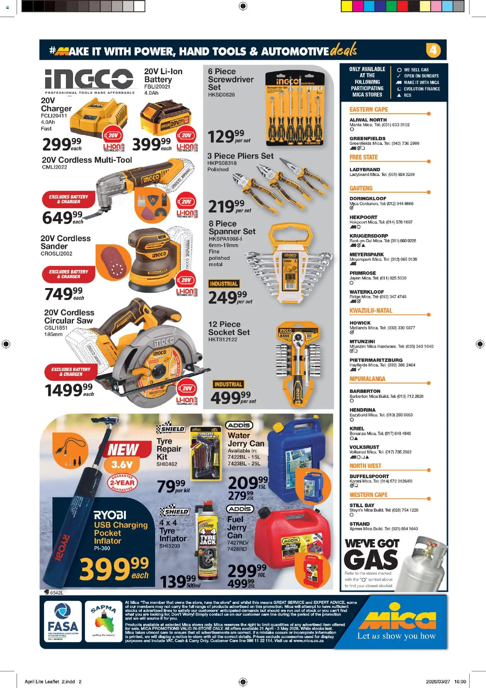 New MICA catalogue – valid from 21.04.2026 | Page: 4 | Products: Socket set, Socket, Stock, Water
