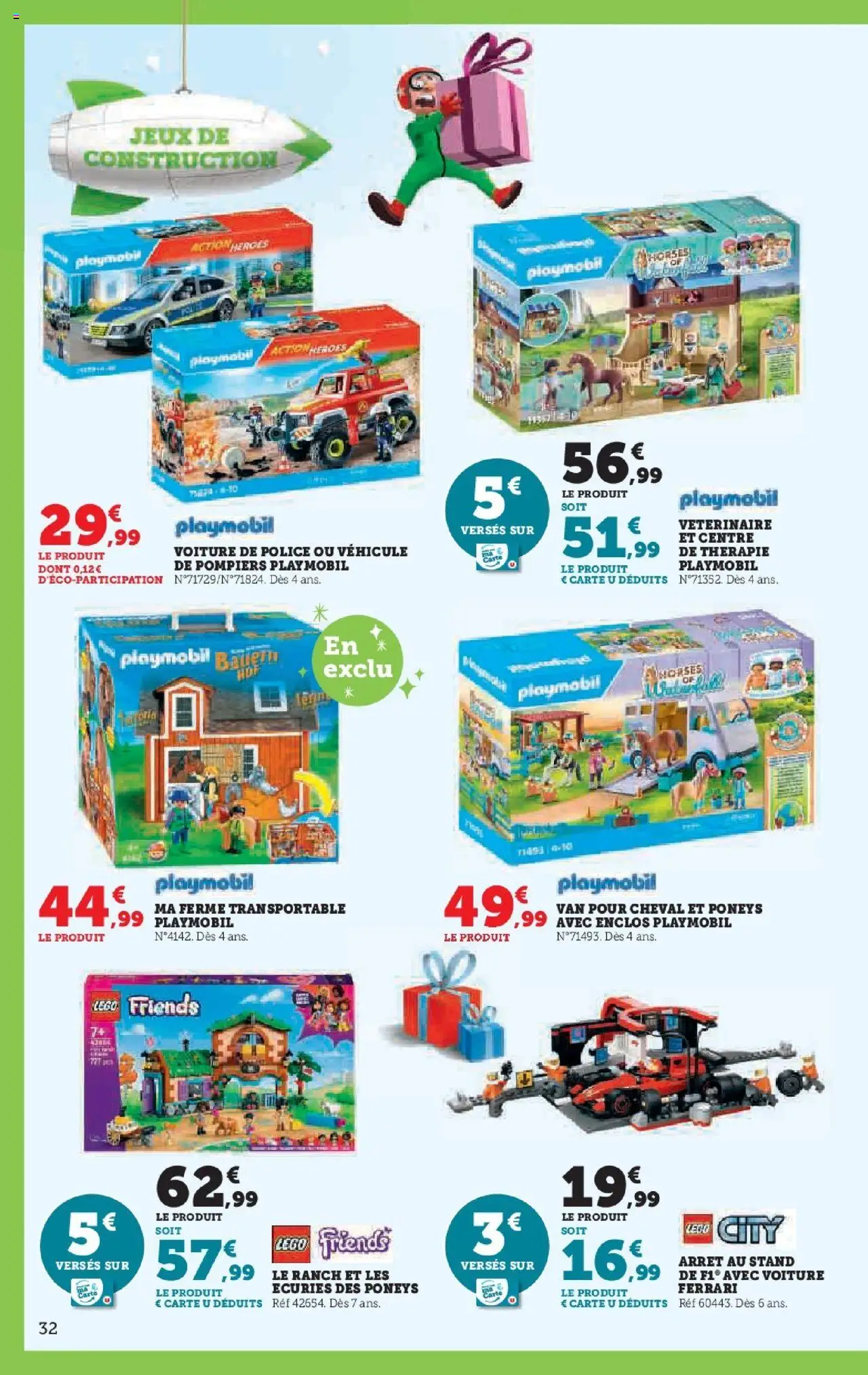 {H1} | Page: 32 | Produits: Légo, Playmobil, Jeux