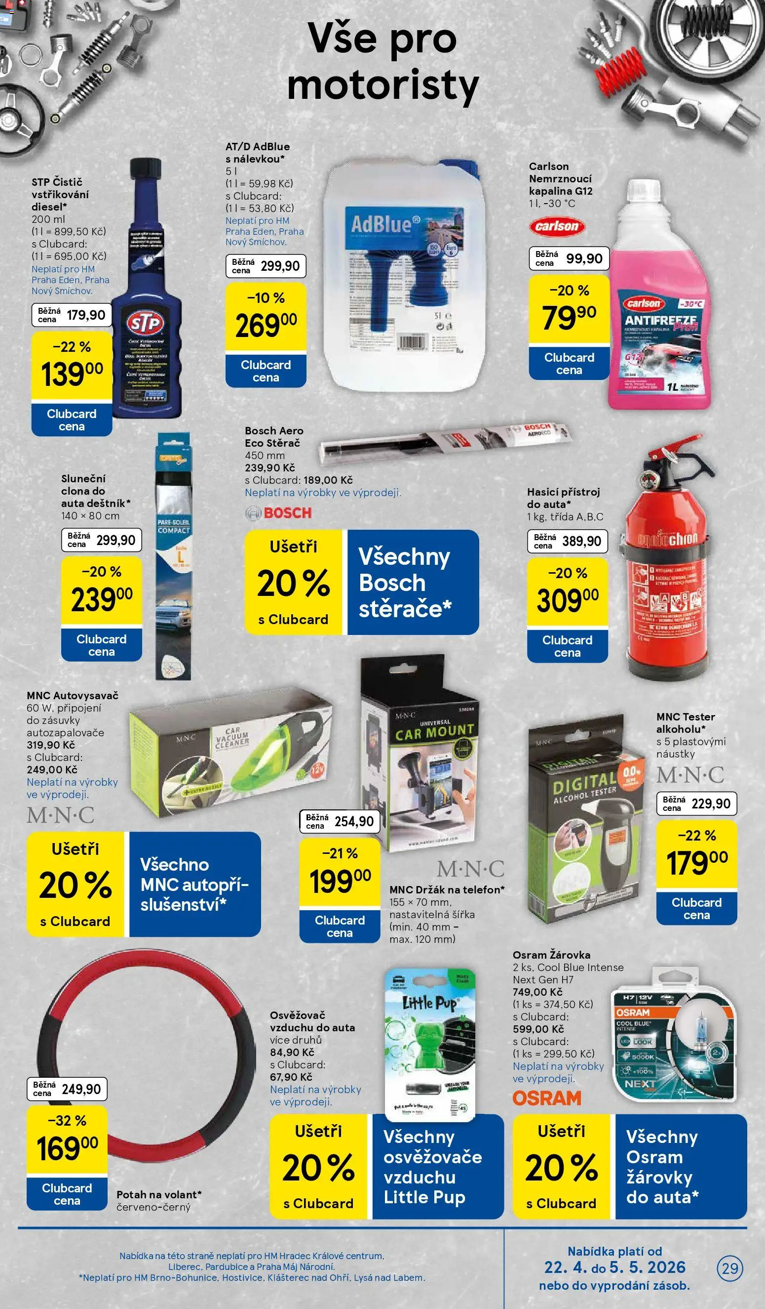 Tesco leták - Hypermarket od 22.04.2026 | Strana: 29 | Produkty: Sluneční clona do auta, Deštník, Osvěžovač vzduchu