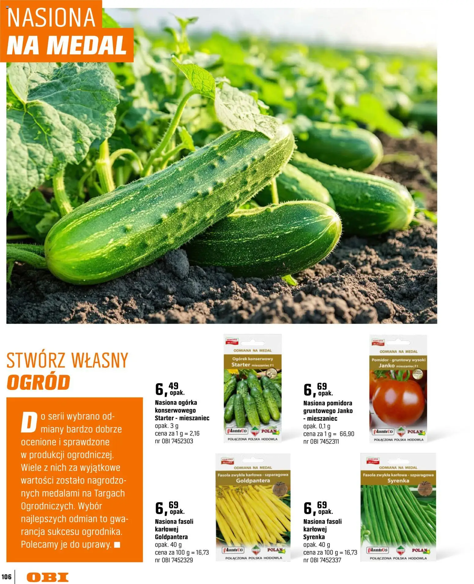 OBI gazetka - Ogród od 11.03.2026 | Strona: 106 | Produkty: Starter, Nasiona