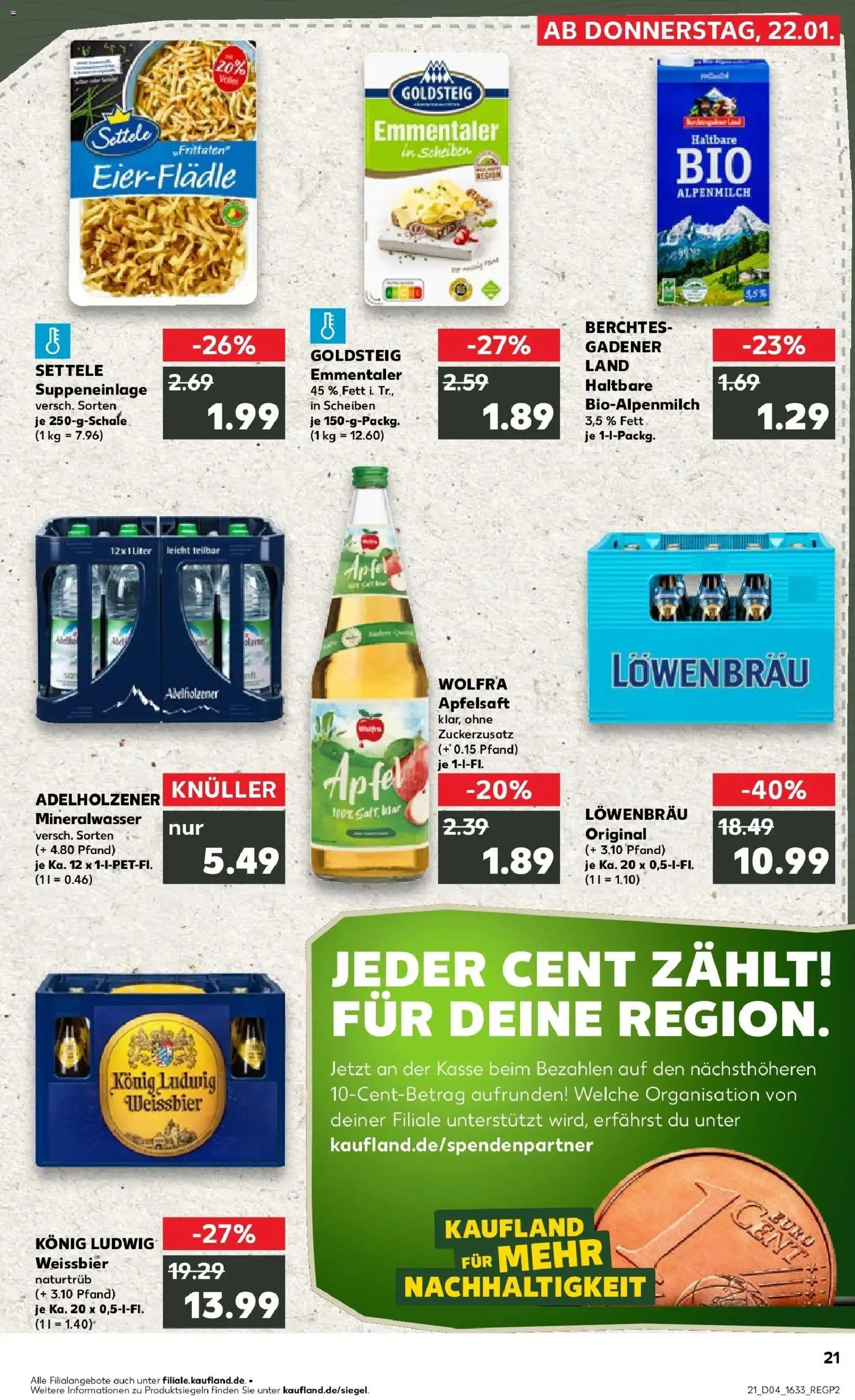 Kaufland prospekt München	 – gültig ab 25.01.2026 | Seite: 21 | Produkte: Weißbier, Adelholzener, Äpfel, Mineralwasser