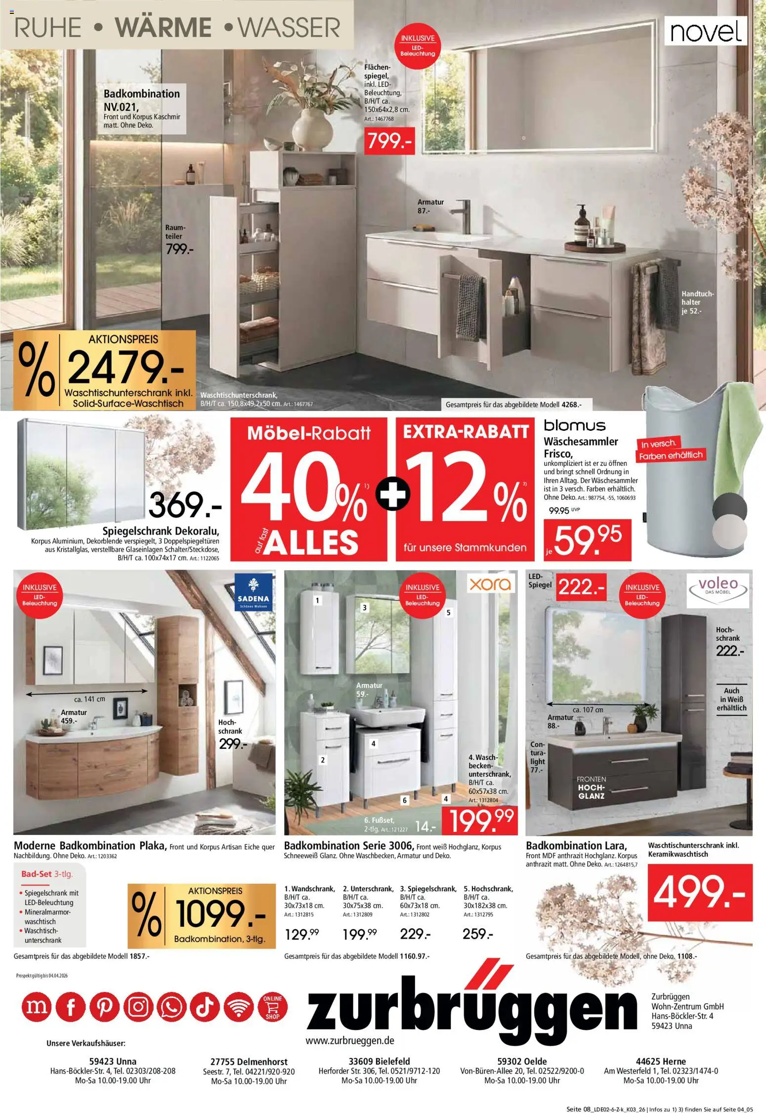 Zurbrüggen Küchen für Ihr Zuhause – gültig ab 22.02.2026 | Seite: 18 | Produkte: Armatur, Spiegelschrank, Unterschrank, Wasser