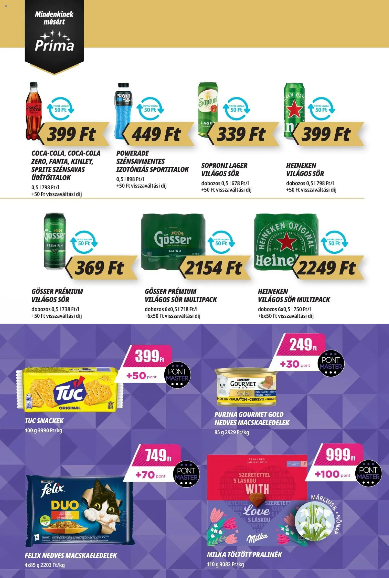 CBA Príma akciós ujság - amely érvényes a következő dátumtól: 19.02.2026 | Oldal: 6 | Termékek: Heineken, Gösser, Sör
