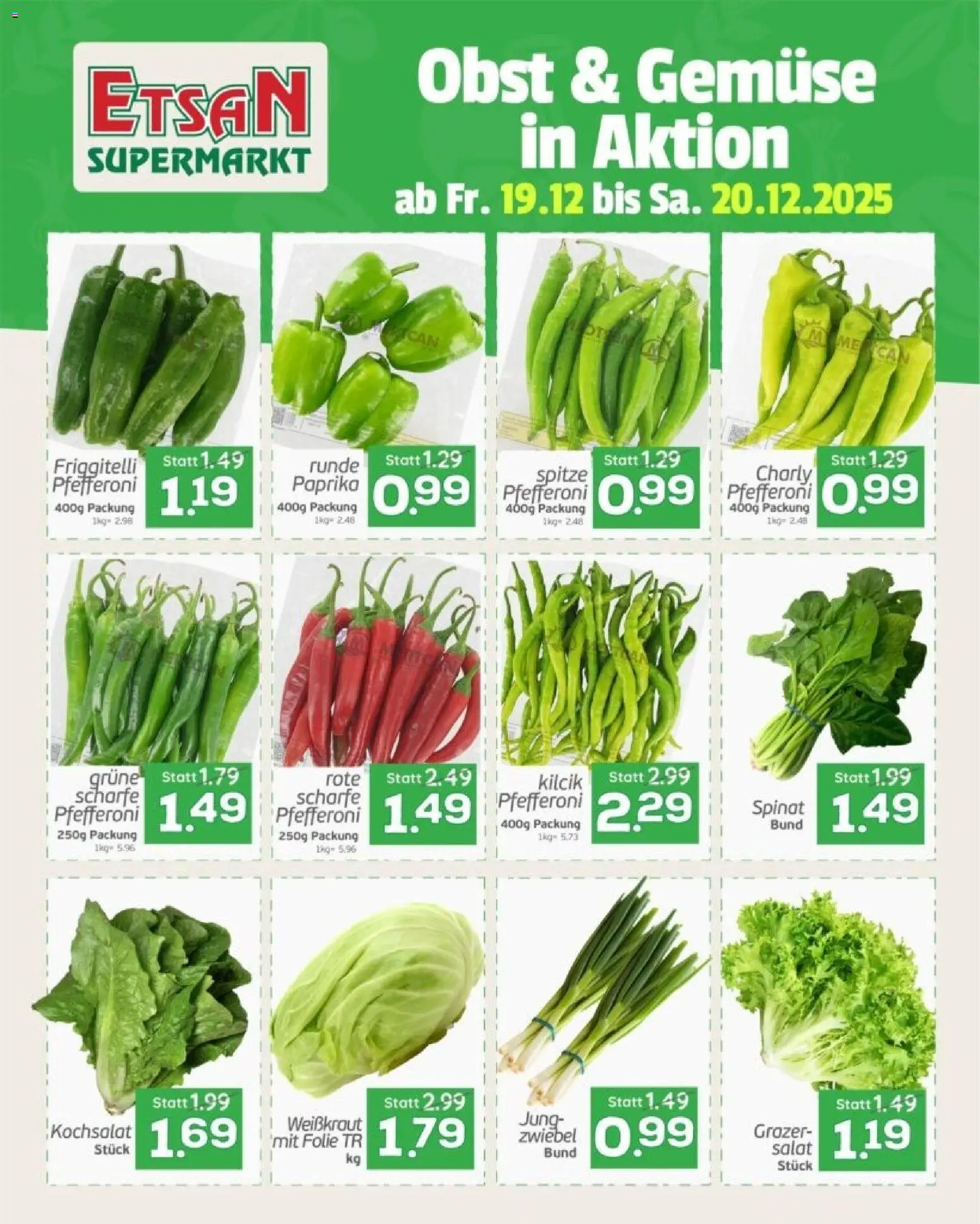 ETSAN Obst und Gemüse gültig ab 19.12.2025 | Seite: 1 | Produkte: Salat, Gemüse, Obst
