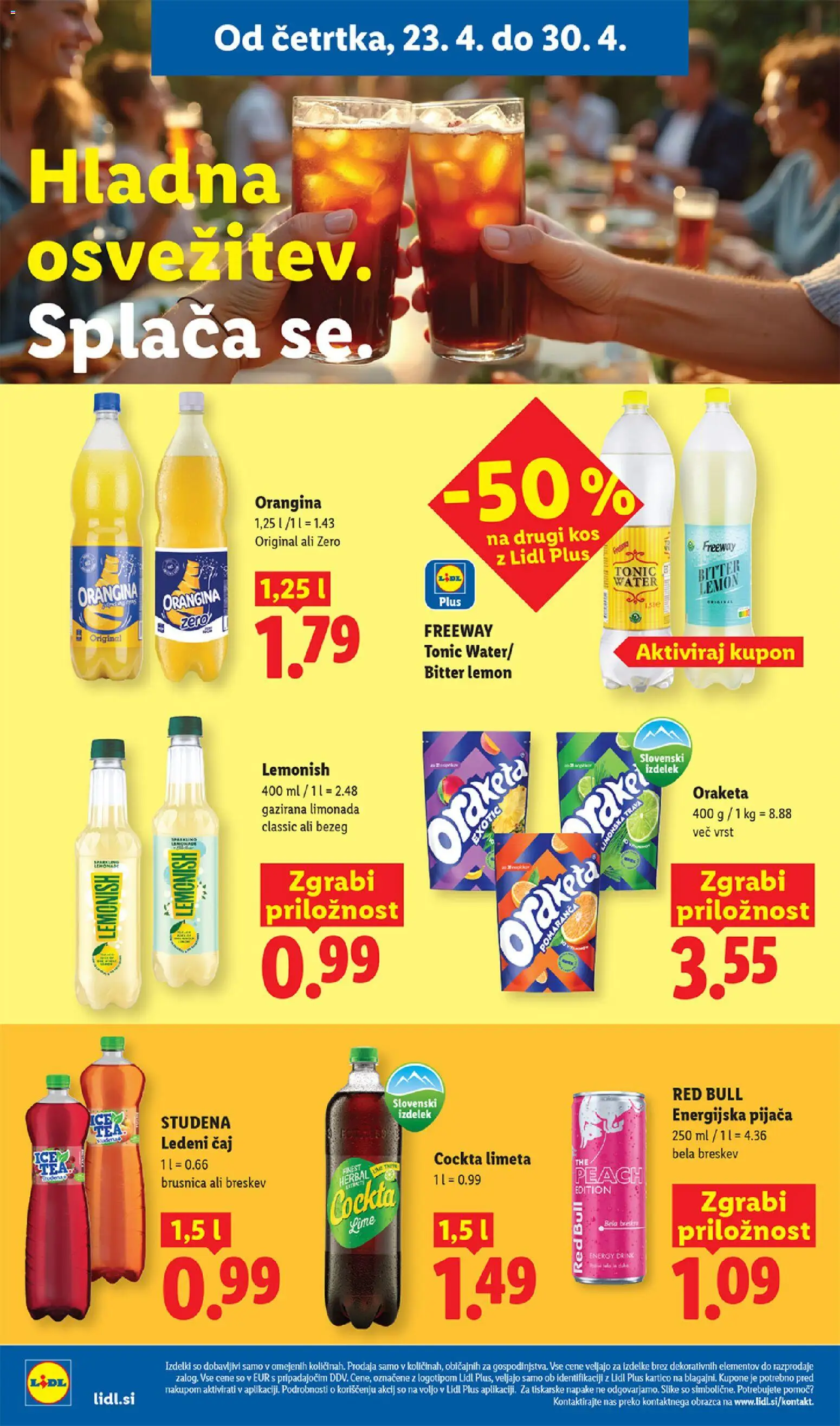 Novi Lidl katalog ponudbe – veljaven od 23.04.2026 | Stran: 12 | Izdelki: Limeta, Ledeni čaj, Caj, Breskev