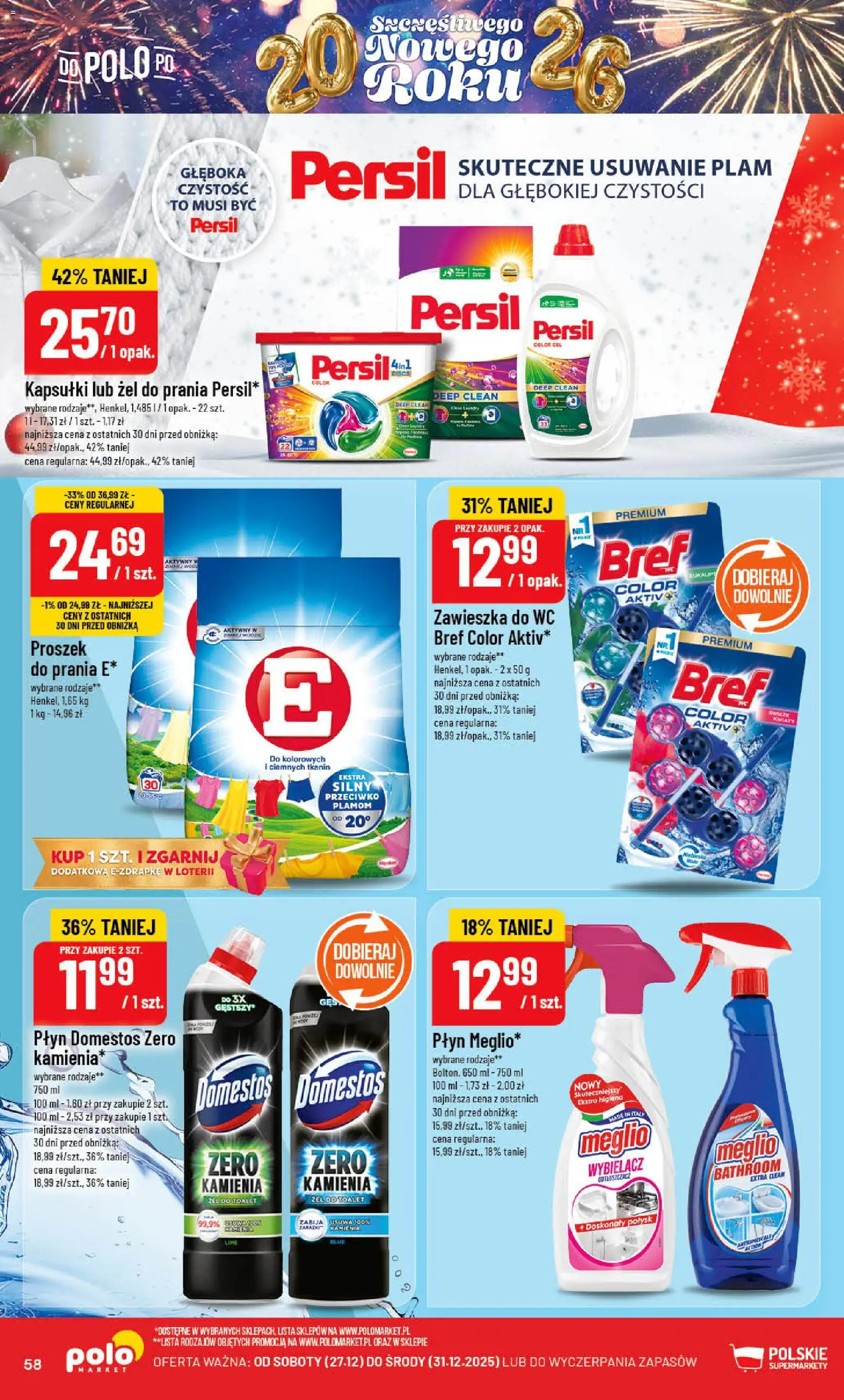 POLOmarket Gazetka od 27.12.2025 | Strona: 58 | Produkty: Meglio, Persil, Domestos