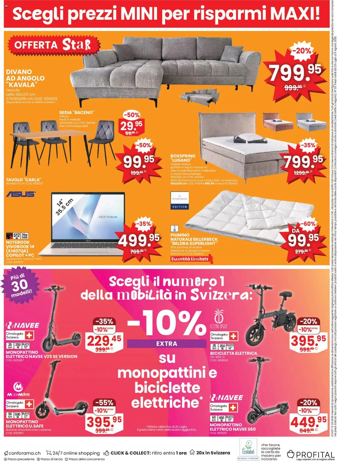 Conforama Aktionen IT ab 23.07.2025 | Seite: 16 | Produkte: Topper, Batterie, Notebook, Pc