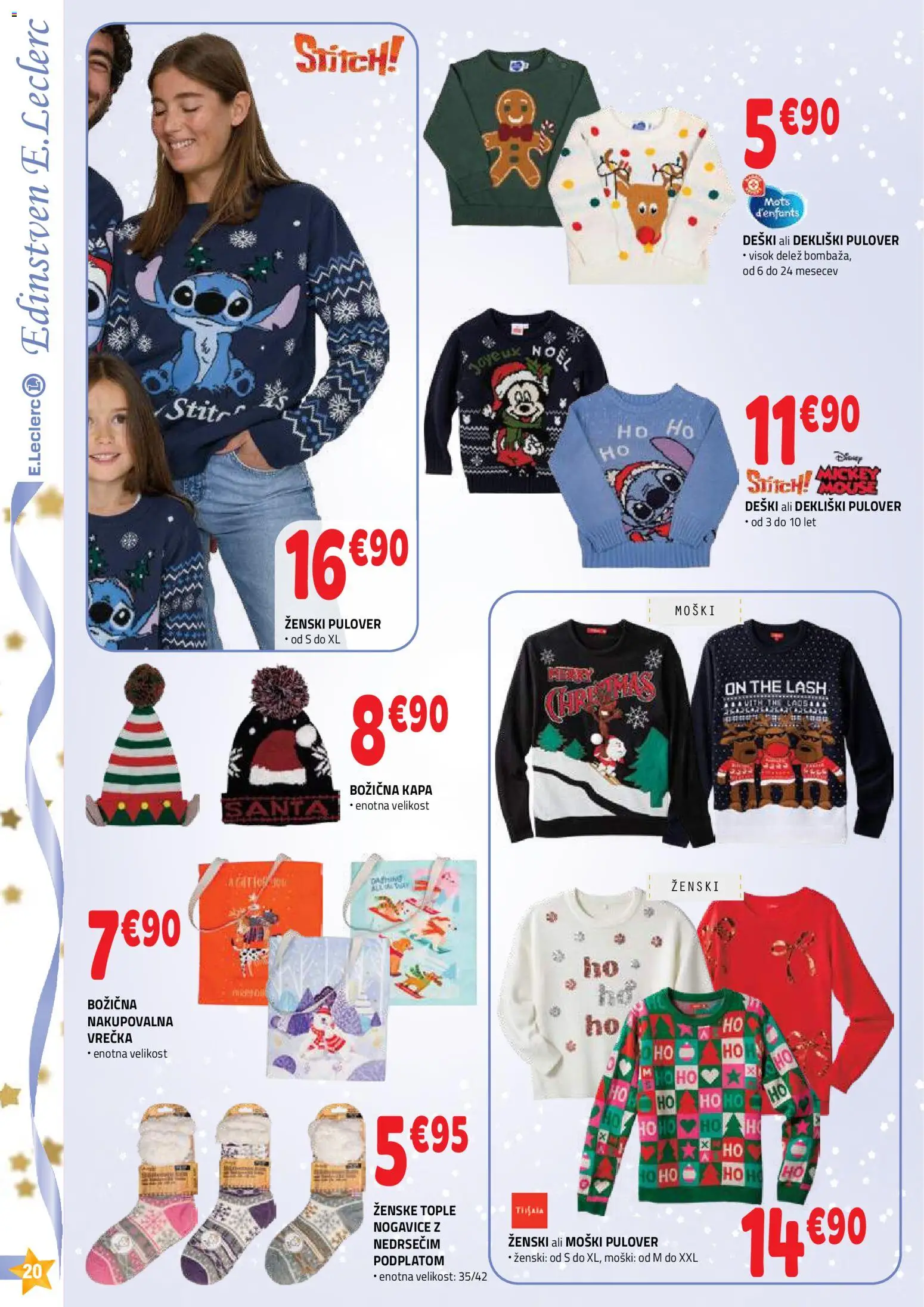 Novi E.leclerc katalog ponudbe – veljaven od 26.11.2025 | Stran: 20 | Izdelki: Pulover, Nogavice, Kapa