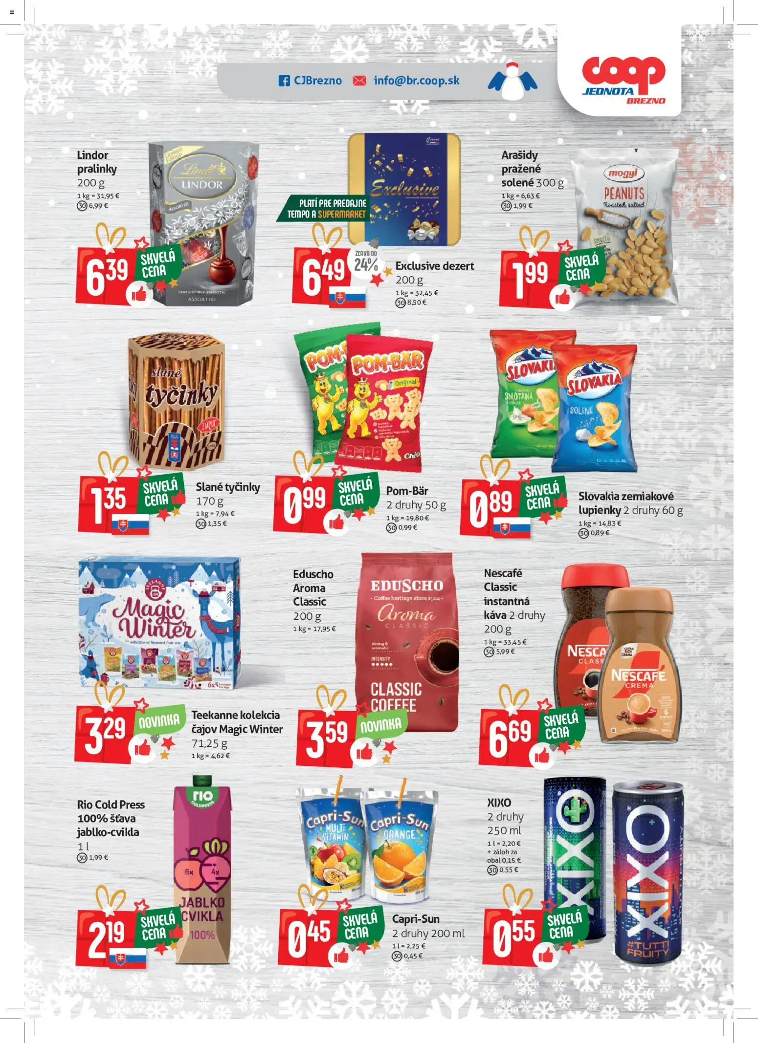 Nové COOP Jednota akcie – leták je platný od 03.12.2025 | Strana: 7 | Produkty: Káva, Lindor, Cvikla, Nescafé Crema