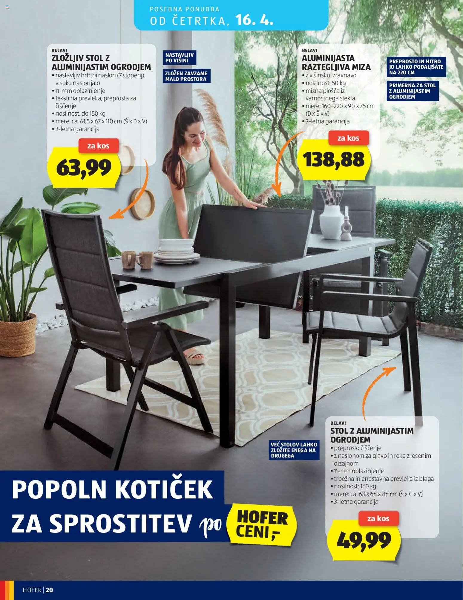 Novi Hofer katalog ponudbe – veljaven od 08.04.2026 | Stran: 20 | Izdelki: Prevleka, Miza, Stol, Kos