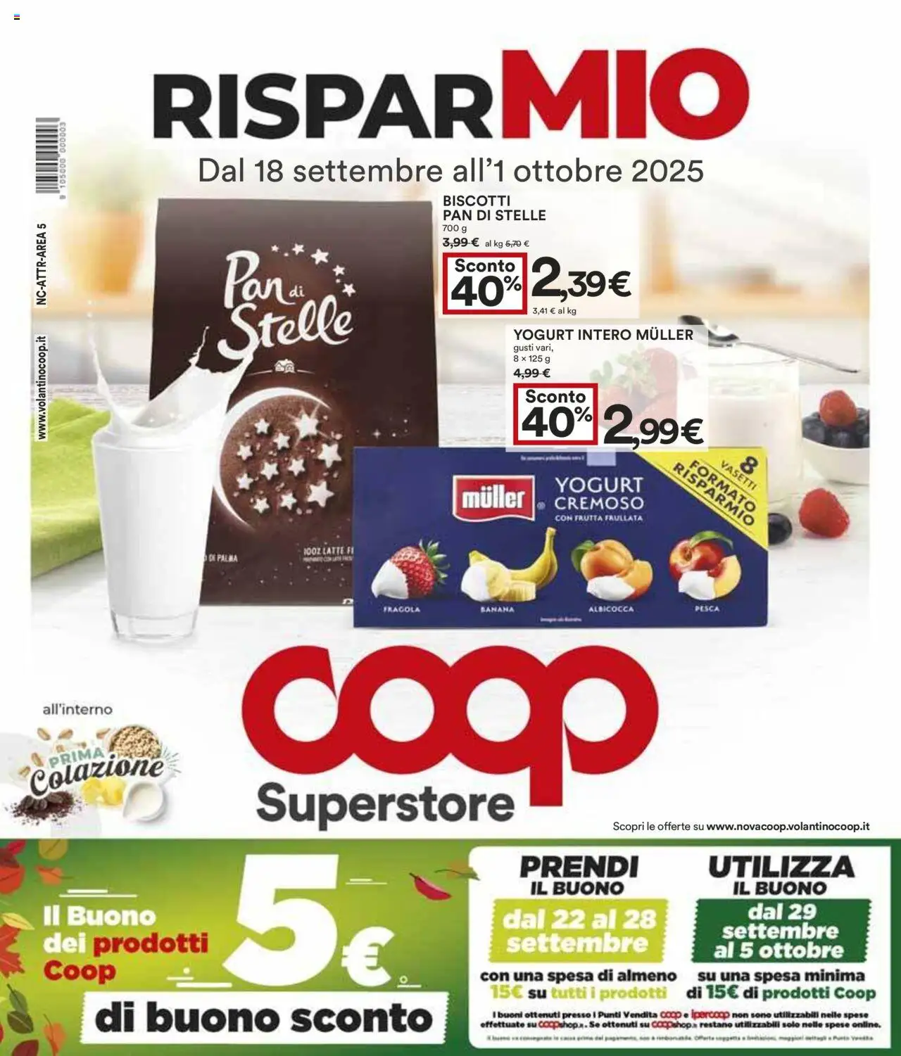 Volantino COOP del 18.09.2025 | Pagina: 1 | Prodotti: Yogurt, Frutta, Latte, Pesca