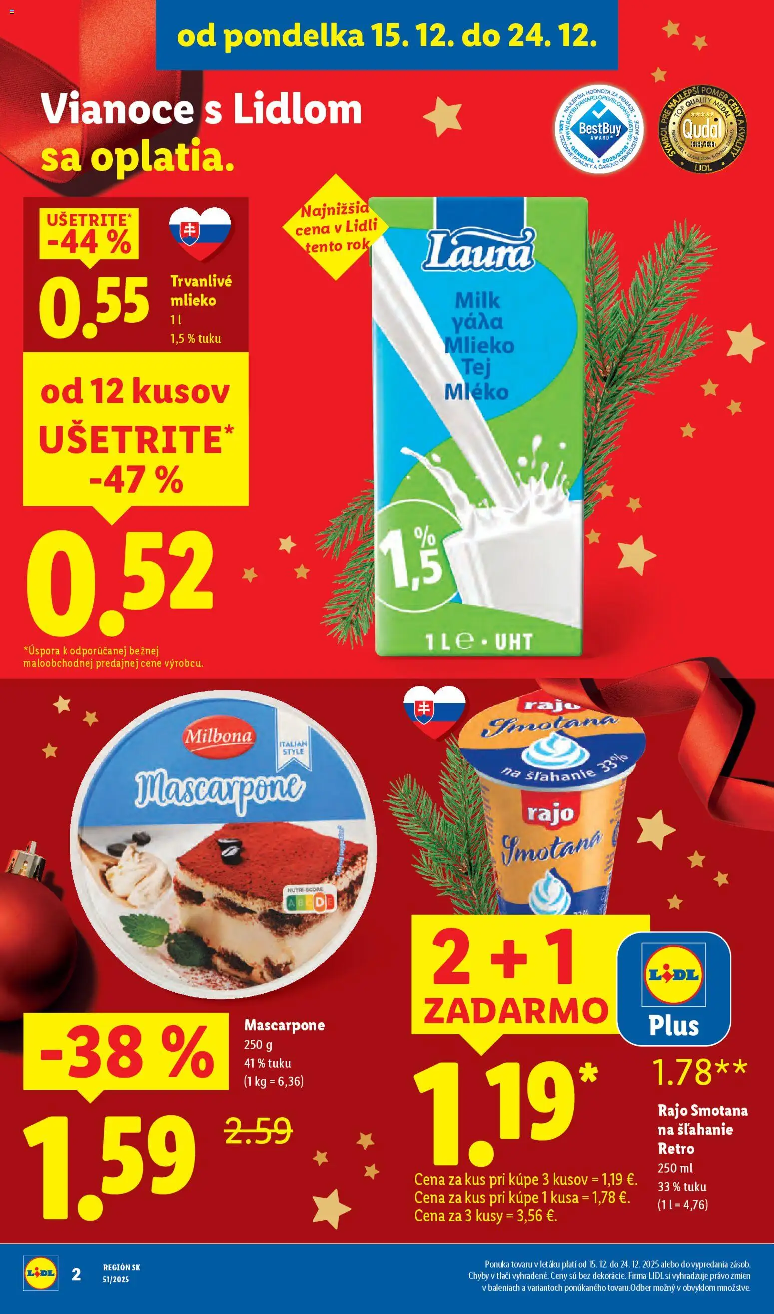 Nové Lidl akcie – leták je platný od 18.12.2025 | Strana: 3 | Produkty: Mlieko, Smotana, Trvanlivé mlieko, Smotana na šľahanie