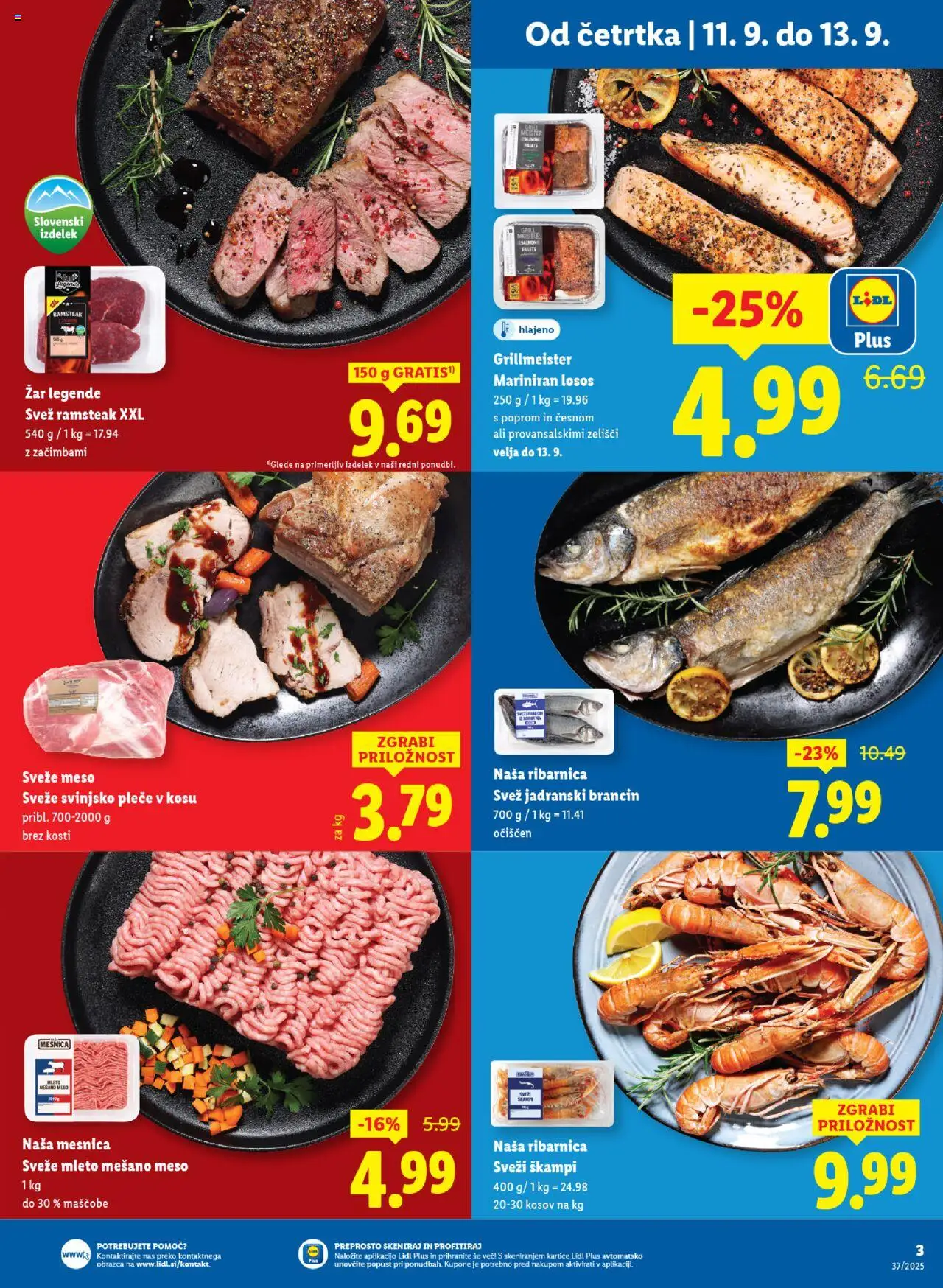 Novi Lidl katalog ponudbe – veljaven od 11.09.2025 | Stran: 3 | Izdelki: Zar, Losos, Grill