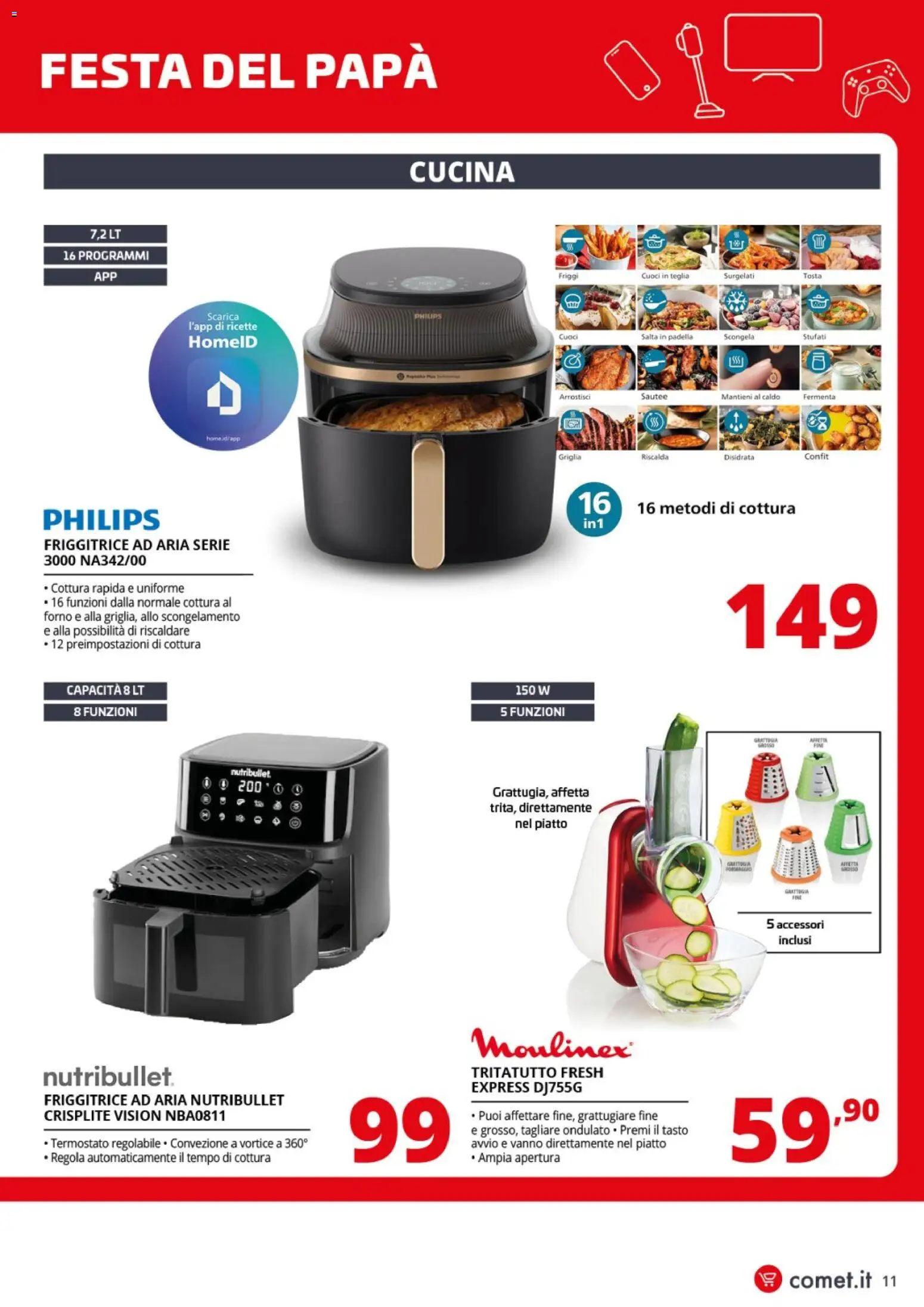 Volantino Comet del 10.03.2026 | Pagina: 11 | Prodotti: Friggitrice ad aria, Teglia, Padella, Grattugiare