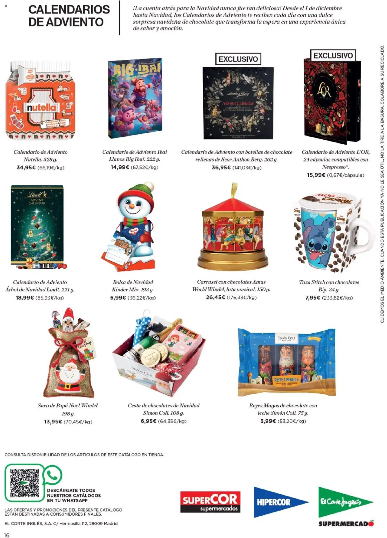 Hipercor - Dulces de Navidad │ válido desde el 20.11.2025 | Página: 16 | Productos: Leche, Chocolate, Té, Bolsa