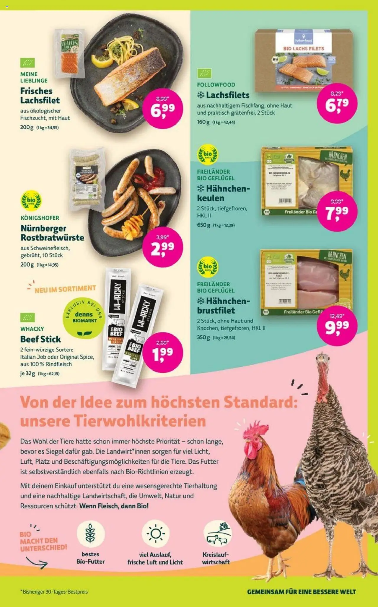 Denns BioMarkt Angebote - gültig ab dem 13.08.2025 | Seite: 5 | Produkte: Hahnchen, Lachs, Rindfleisch