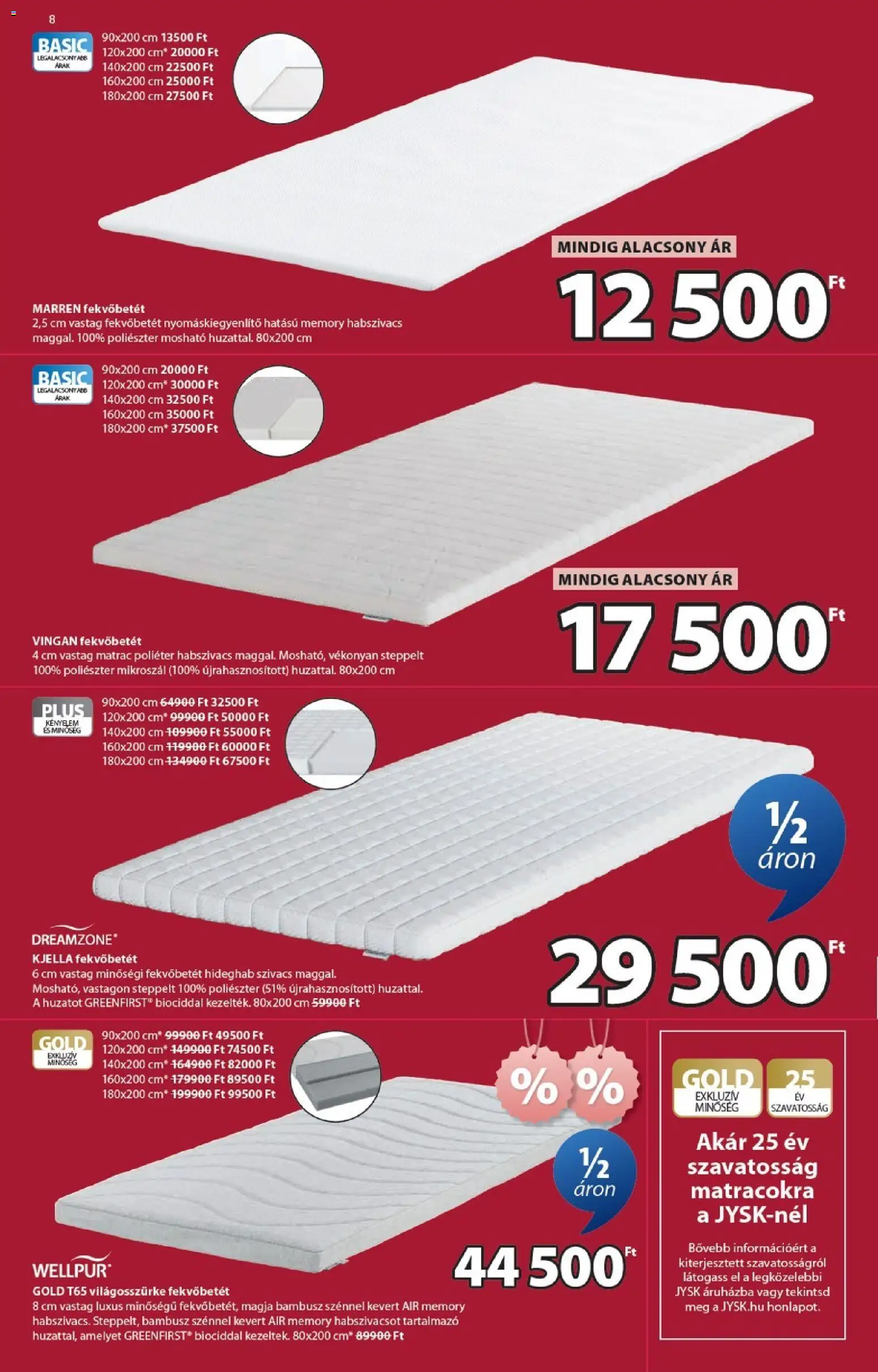 JYSK akciós ujság - amely érvényes a következő dátumtól: 07.01.2026 | Oldal: 8 | Termékek: Matrac