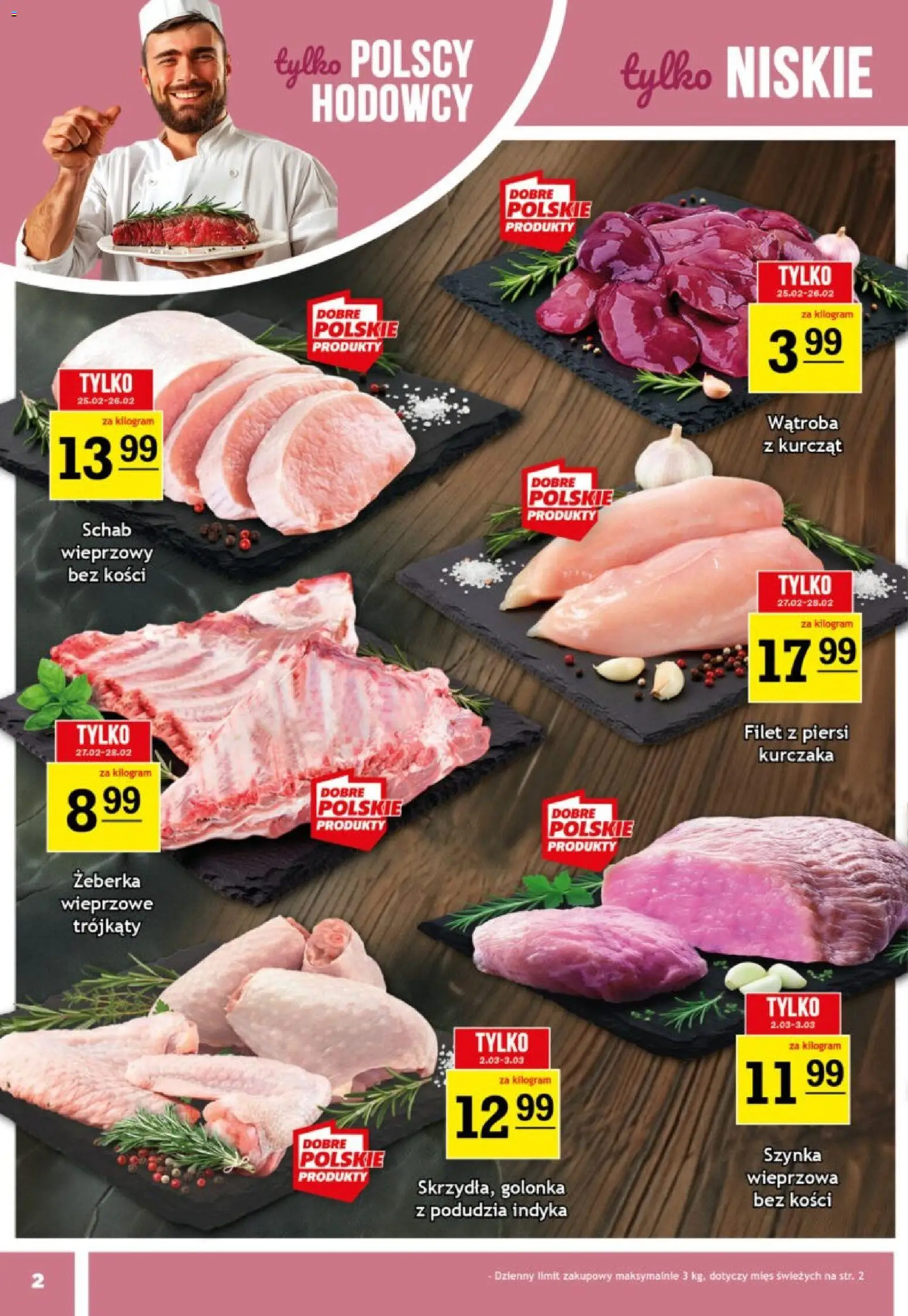 Gram Market Gazetka od 25.02.2026 | Strona: 2 | Produkty: Schab, Piersi, Golonka wieprzowa, Szynka