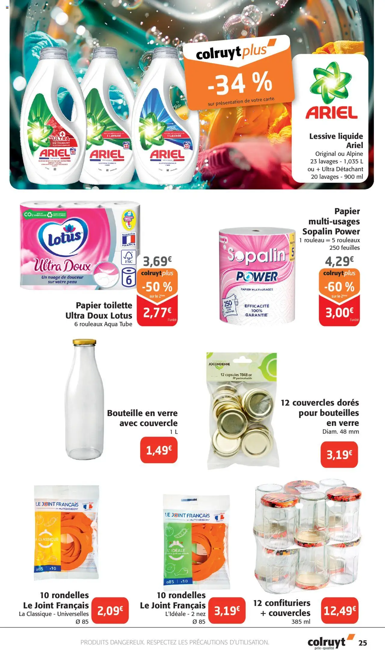  | Page: 25 | Produits: Lessive Liquide Ariel, Papier toilette, Détachant, Détergent