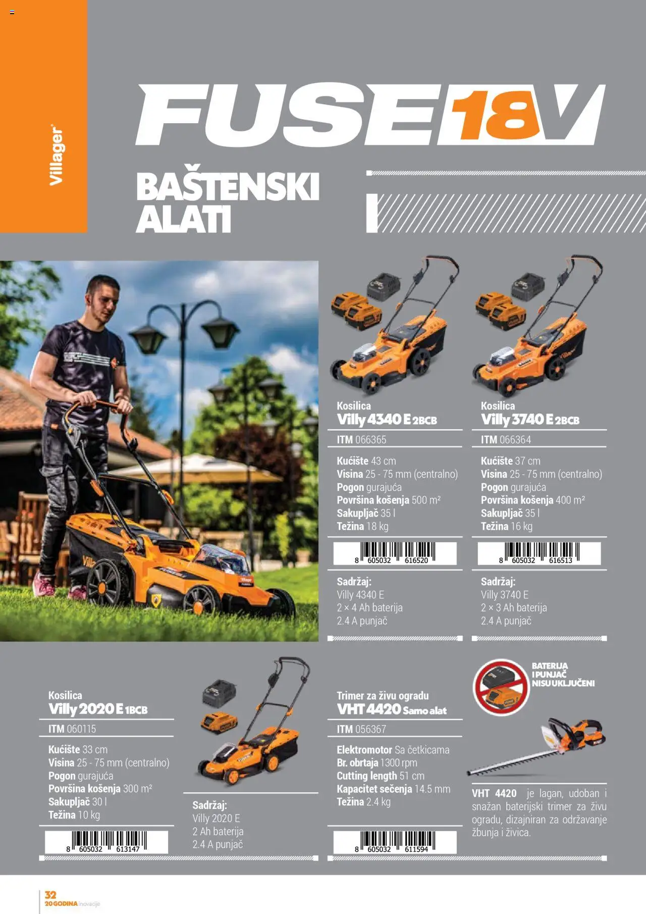 Villager katalog - važi od 13.02.2025 | Strana: 32 | Proizvode: Kosilica, Baterija, Trimer
