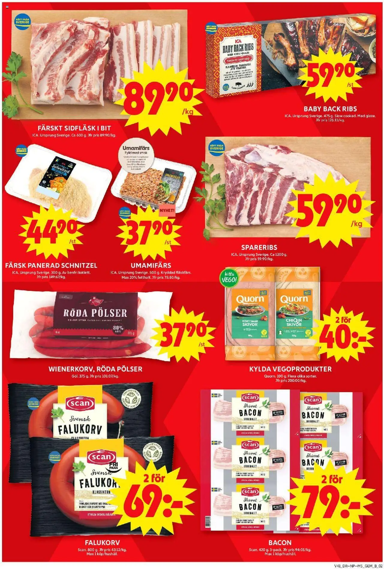 ICA Maxi reklamblad aktuell från 06.10.2025 | Sida: 2 | Produkter: Bacon, Falukorv