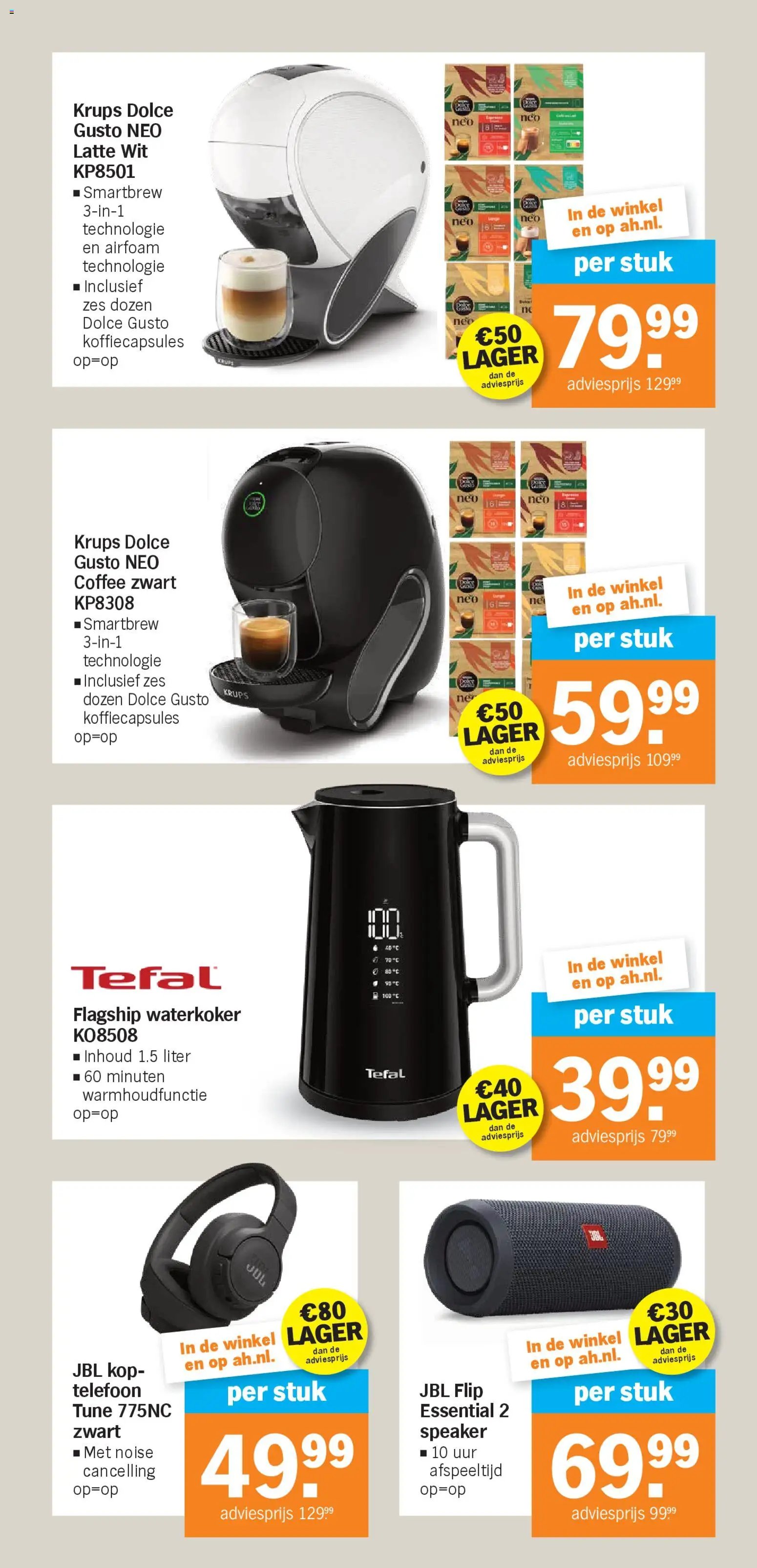 {H1} | Pagina: 32 | Producten: Koffiecapsules, Telefoon, Speaker, Waterkoker