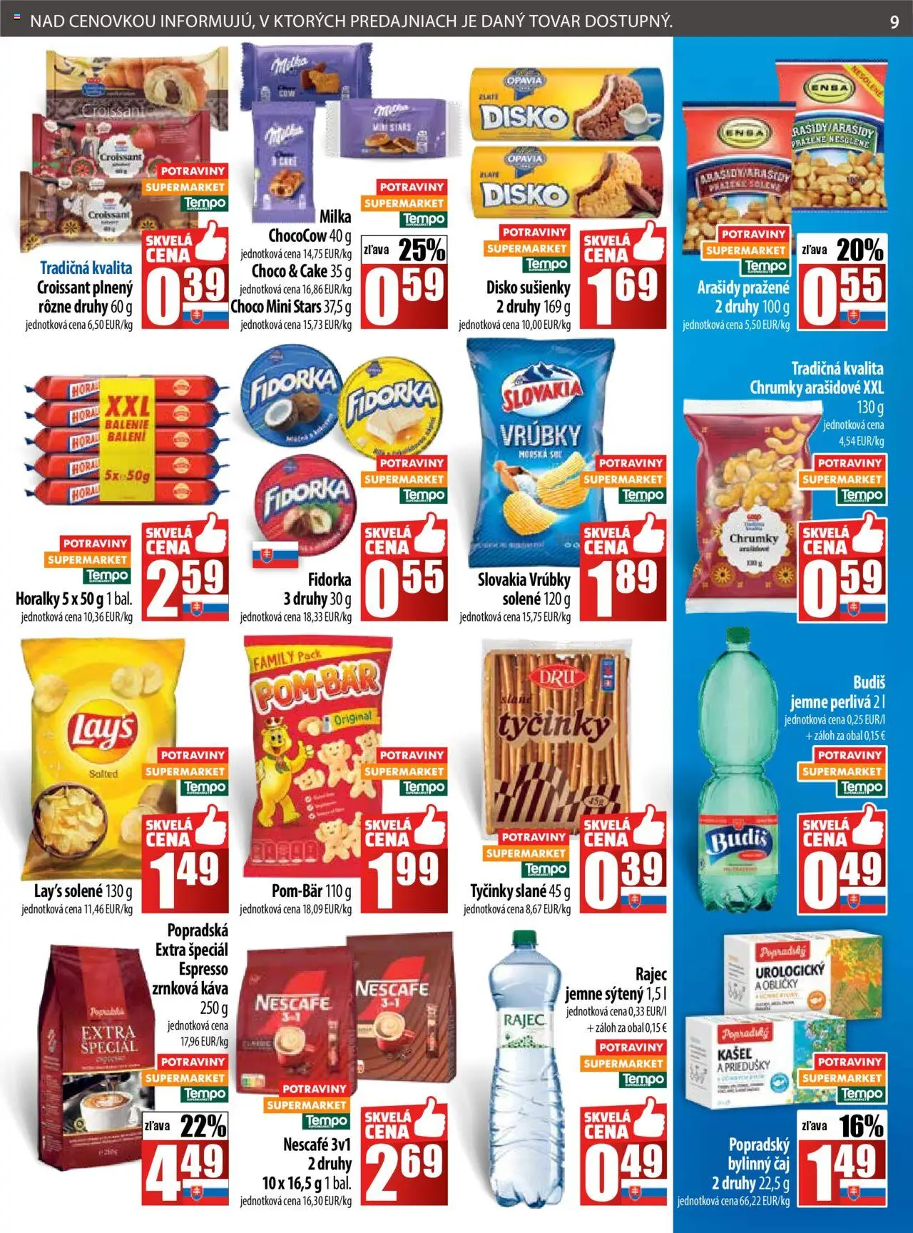 Nové COOP Jednota akcie – leták je platný od 16.10.2025 | Strana: 9 | Produkty: Croissant, Soľ, Arašidy, Zrnková káva
