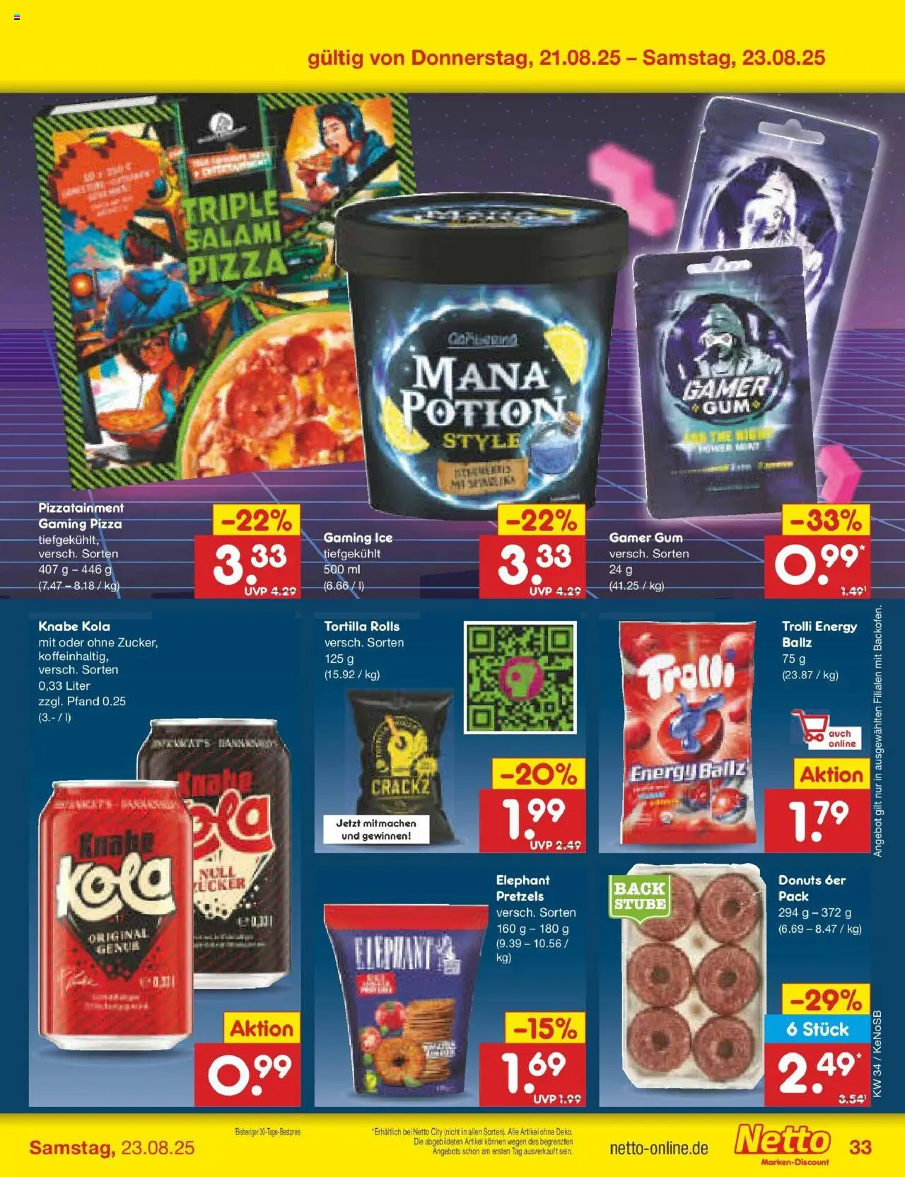 Netto Marken-Discount prospekt Bonn	 - gültig ab dem 18.08.2025 | Seite: 57 | Produkte: Energy, Donuts, Zucker, Pizza