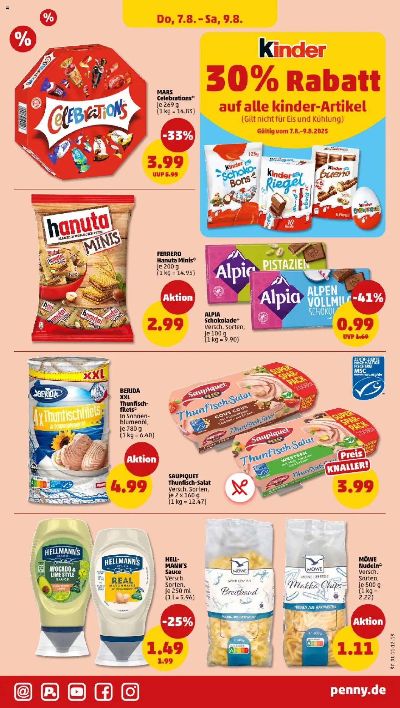 Penny Prospekt 	 - gültig ab dem 04.08.2025 | Seite: 37 | Produkte: Thunfisch, Pistazien, Eis, Erbsen