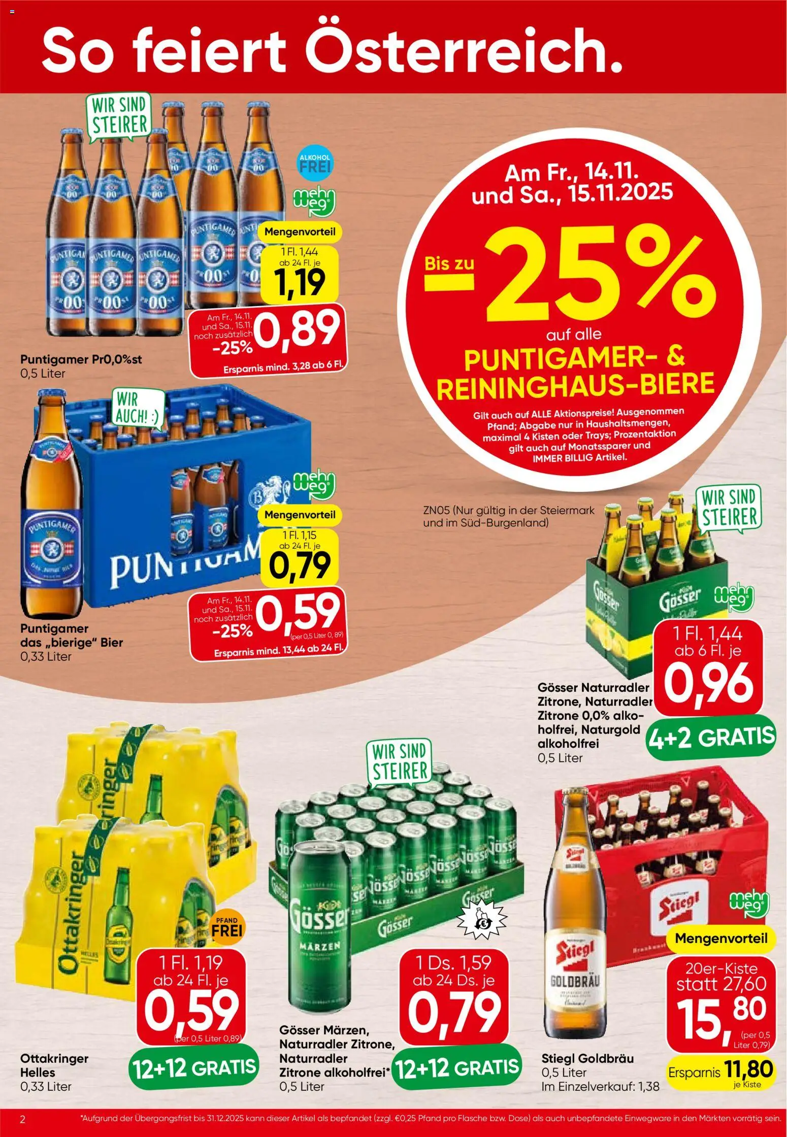 Spar Flugblatt - Steiermark gültig ab 13.11.2025 | Seite: 2 | Produkte: Zitrone, Bier