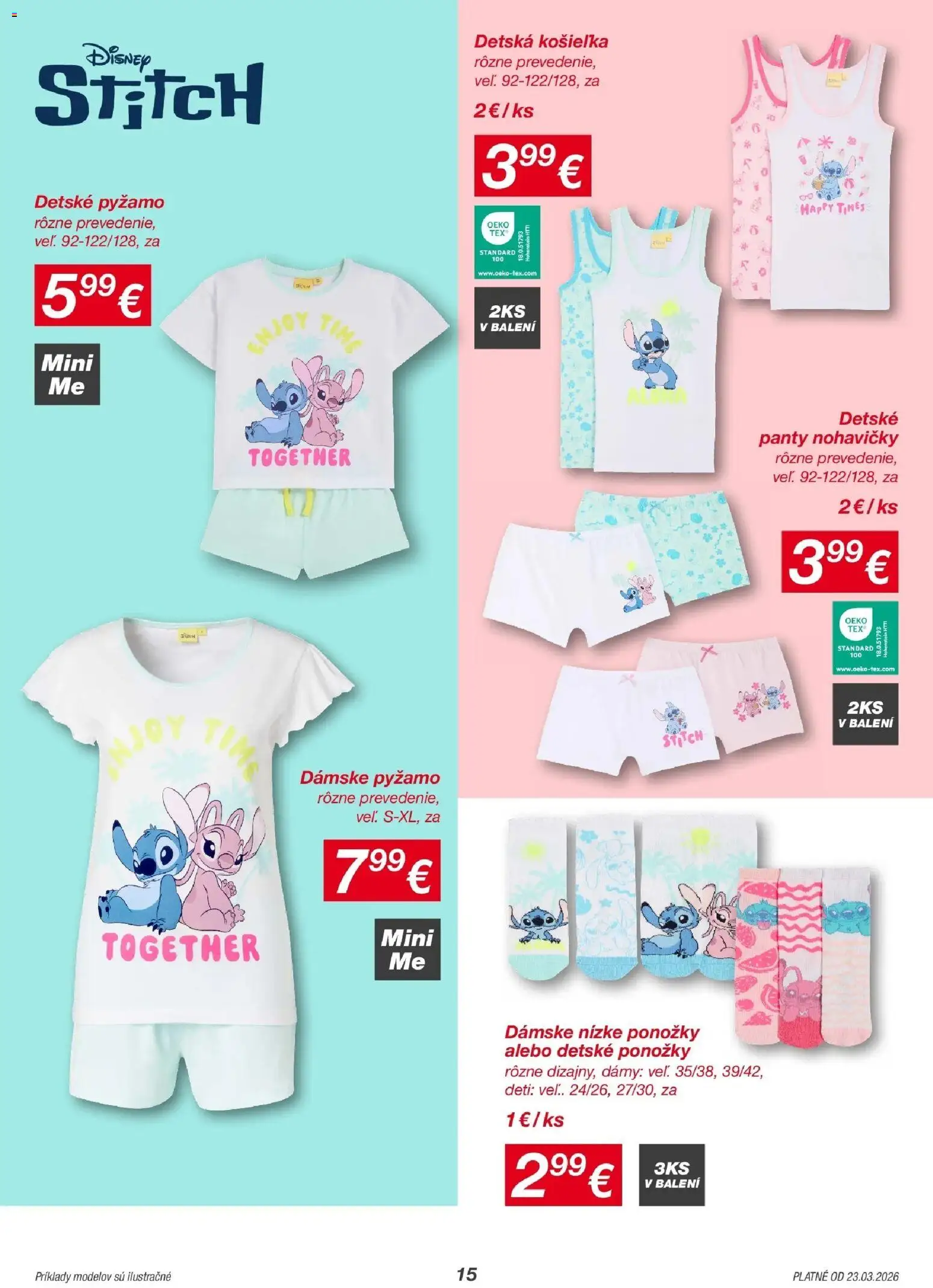 Nové Kik akcie – leták je platný od 23.03.2026 | Strana: 15 | Produkty: Nohavičky, Ponožky, Pyžamo