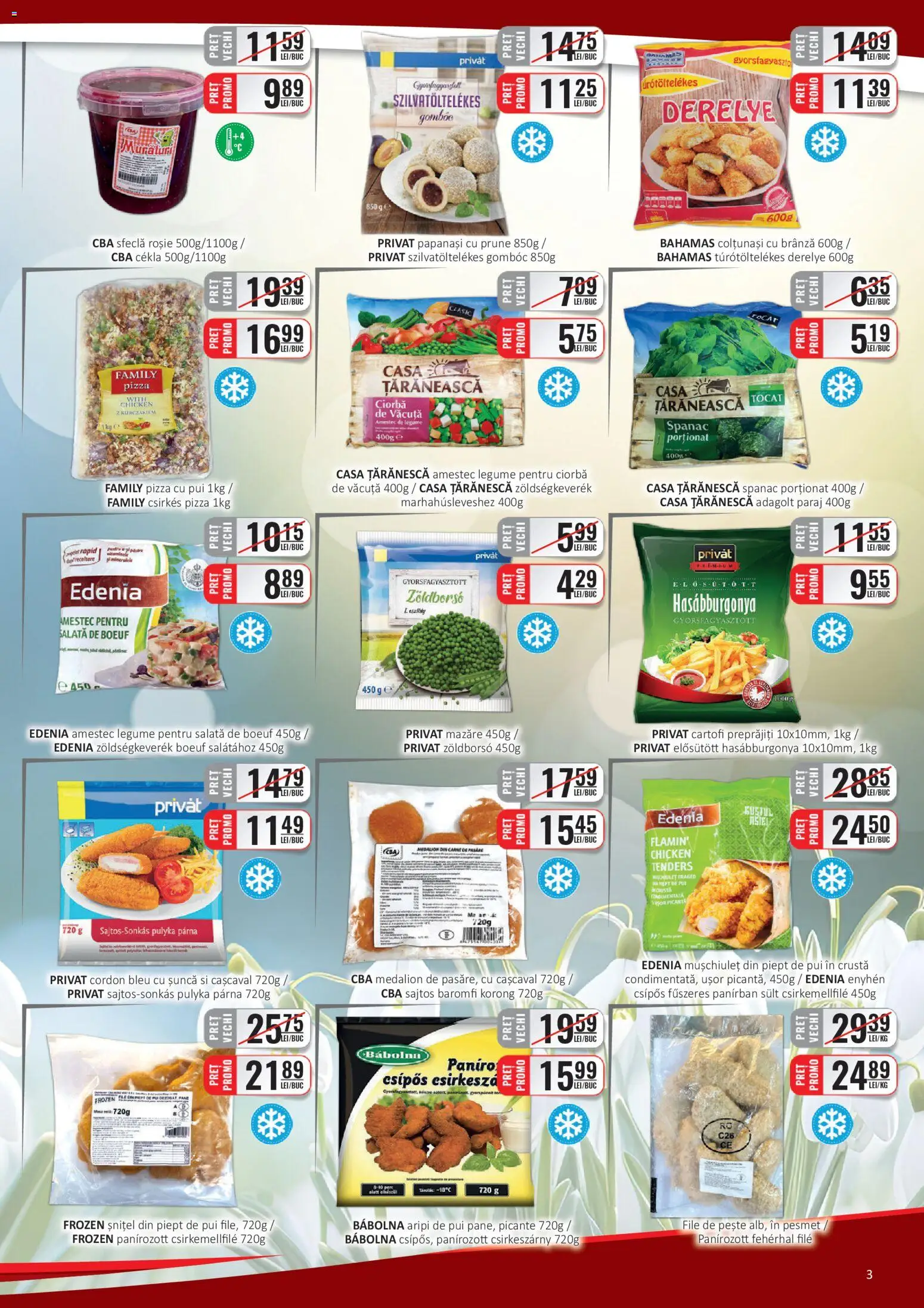 Noul catalog CBA – valabil de la 16.02.2026 | Pagină: 3 | Produse: Mazăre, Cordon bleu, Pește, Legume