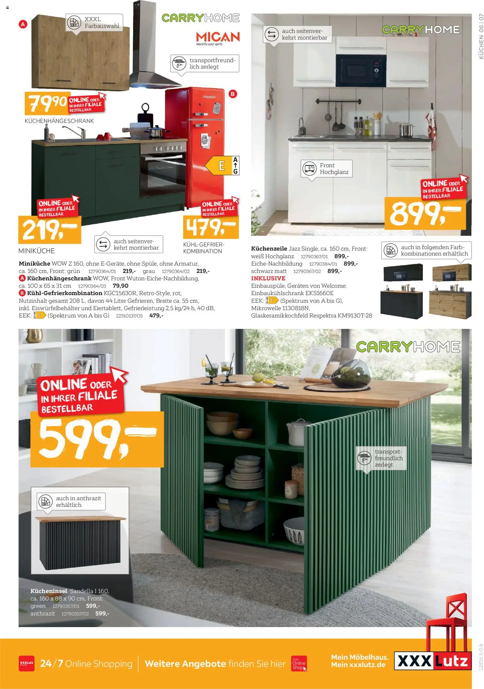 XXXL Lutz Küchen-Preishits – gültig ab 16.11.2025 | Seite: 7 | Produkte: Mikrowelle, Küchenzeile, Kühlgefrierkombination, Kuchen