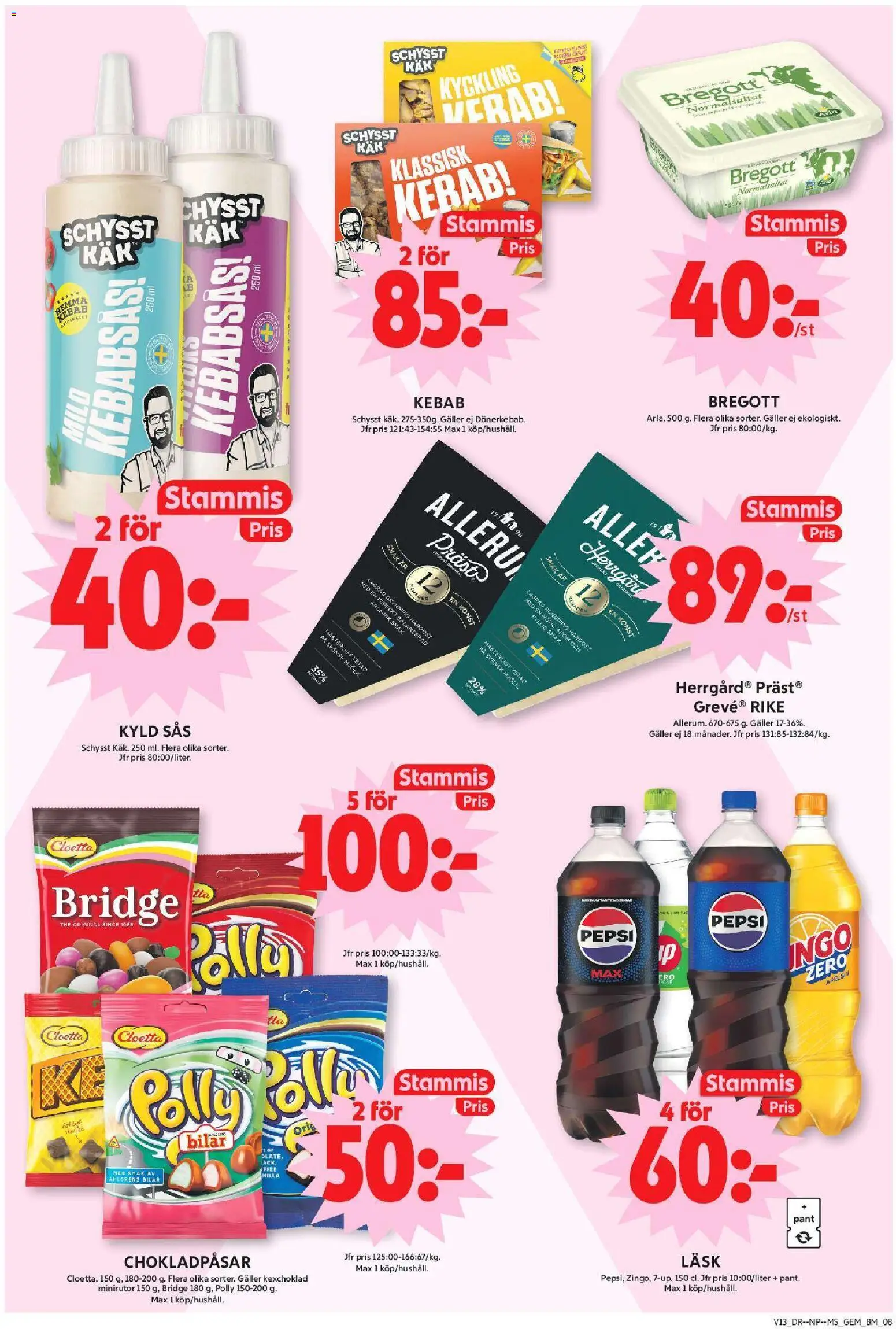 ICA Maxi reklamblad aktuell från 23.03.2026 | Sida: 8 | Produkter: Pepsi, Bregott, Kebabsås, Apelsin