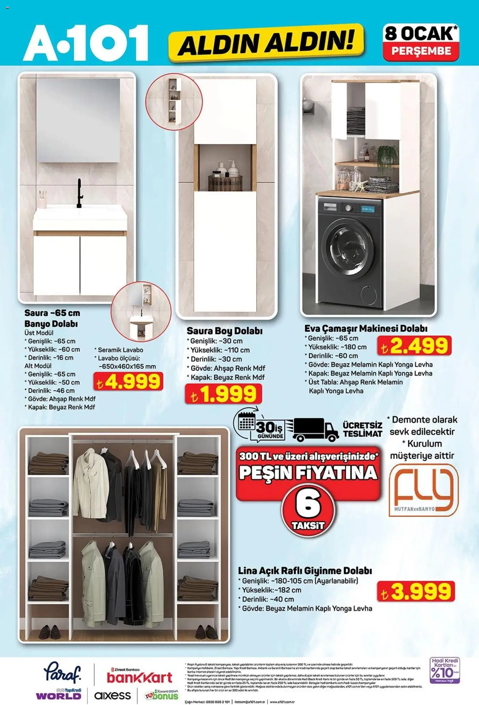 A101 Katalog Aldın Aldın - 08.01.2026 tarihinden itibaren geçerlidir | Sayfa: 13 | Ürünler: Lavabo, Banyo, Çamaşır makinesi