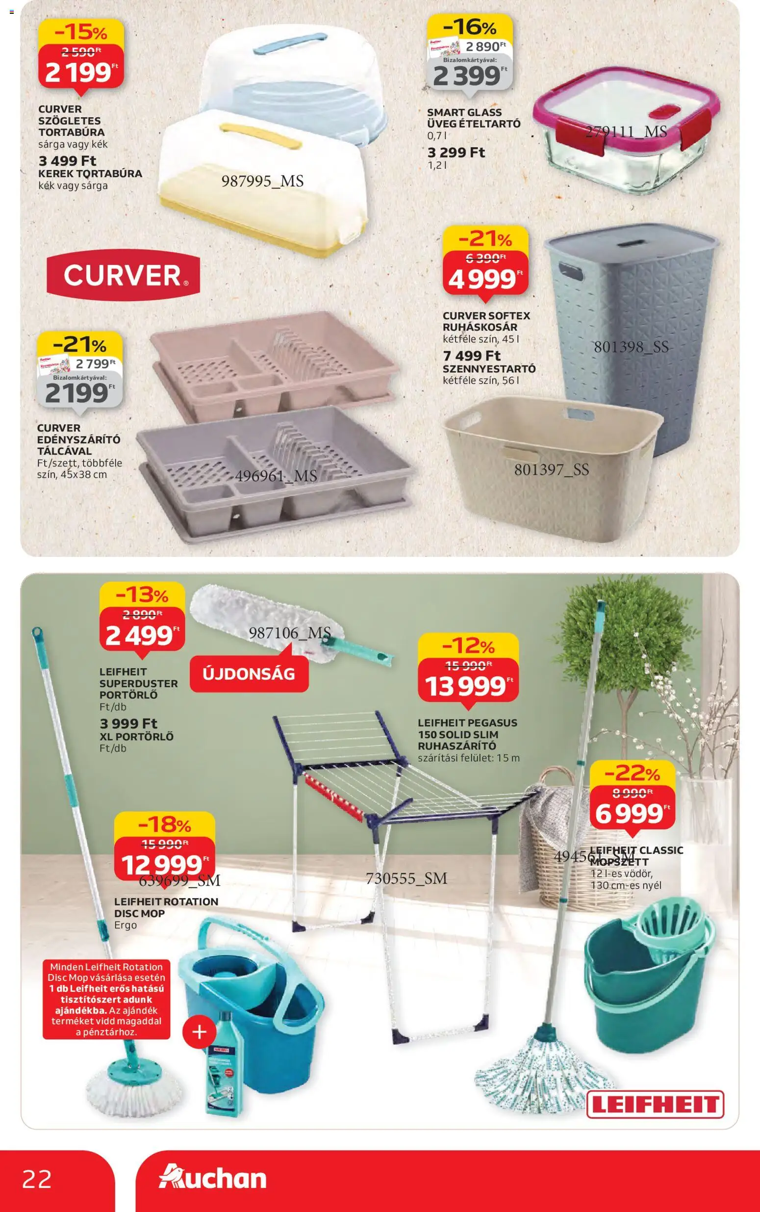 Auchan akciós ujság - amely érvényes a következő dátumtól: 06.11.2025 | Oldal: 22 | Termékek: Edényszárító, Ételtartó, Szennyestartó, Ruháskosár