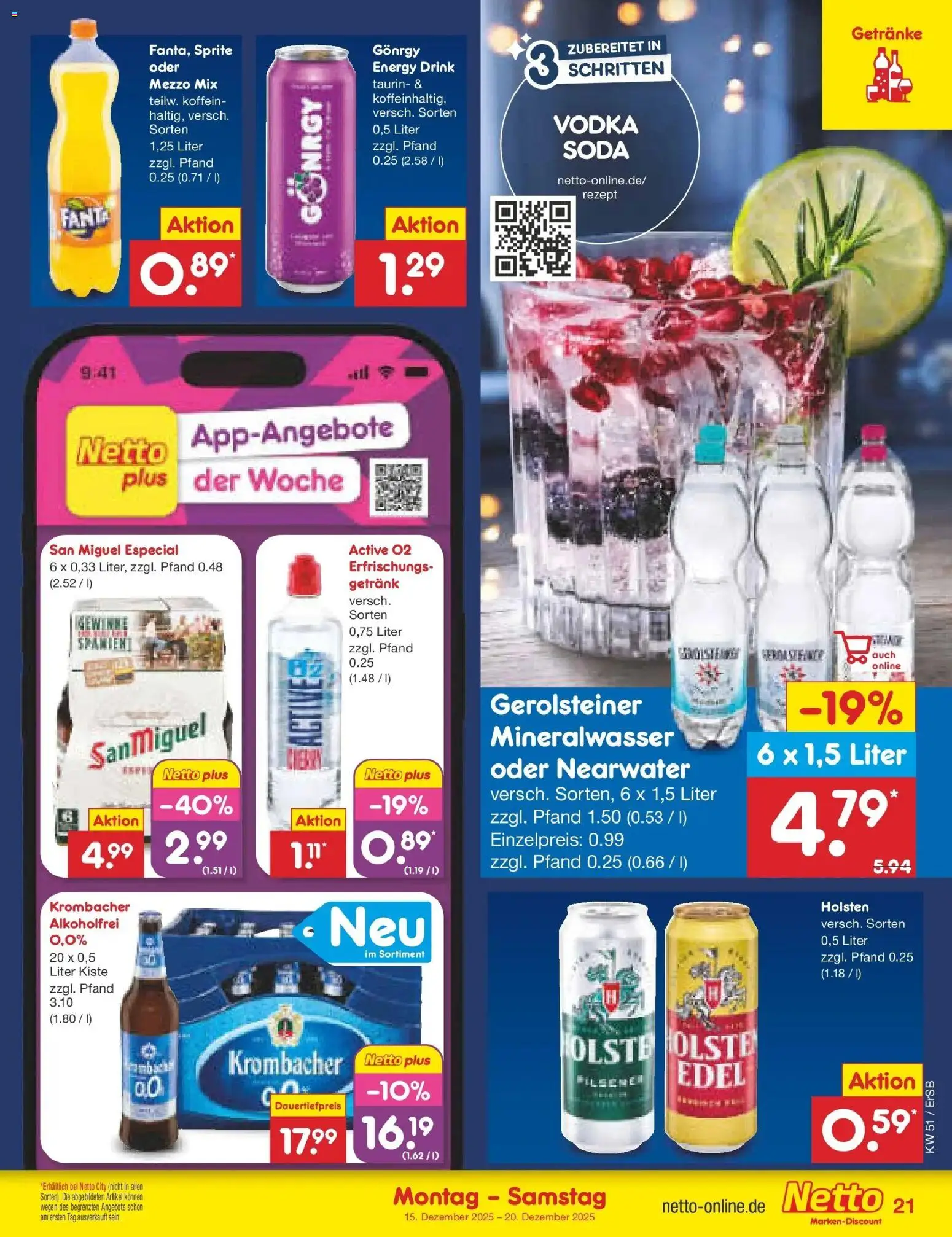 Netto Marken-Discount prospekt Nordhausen	 – gültig ab 15.12.2025 | Seite: 29 | Produkte: Sprite, Energy, Krombacher alkoholfrei, Vodka