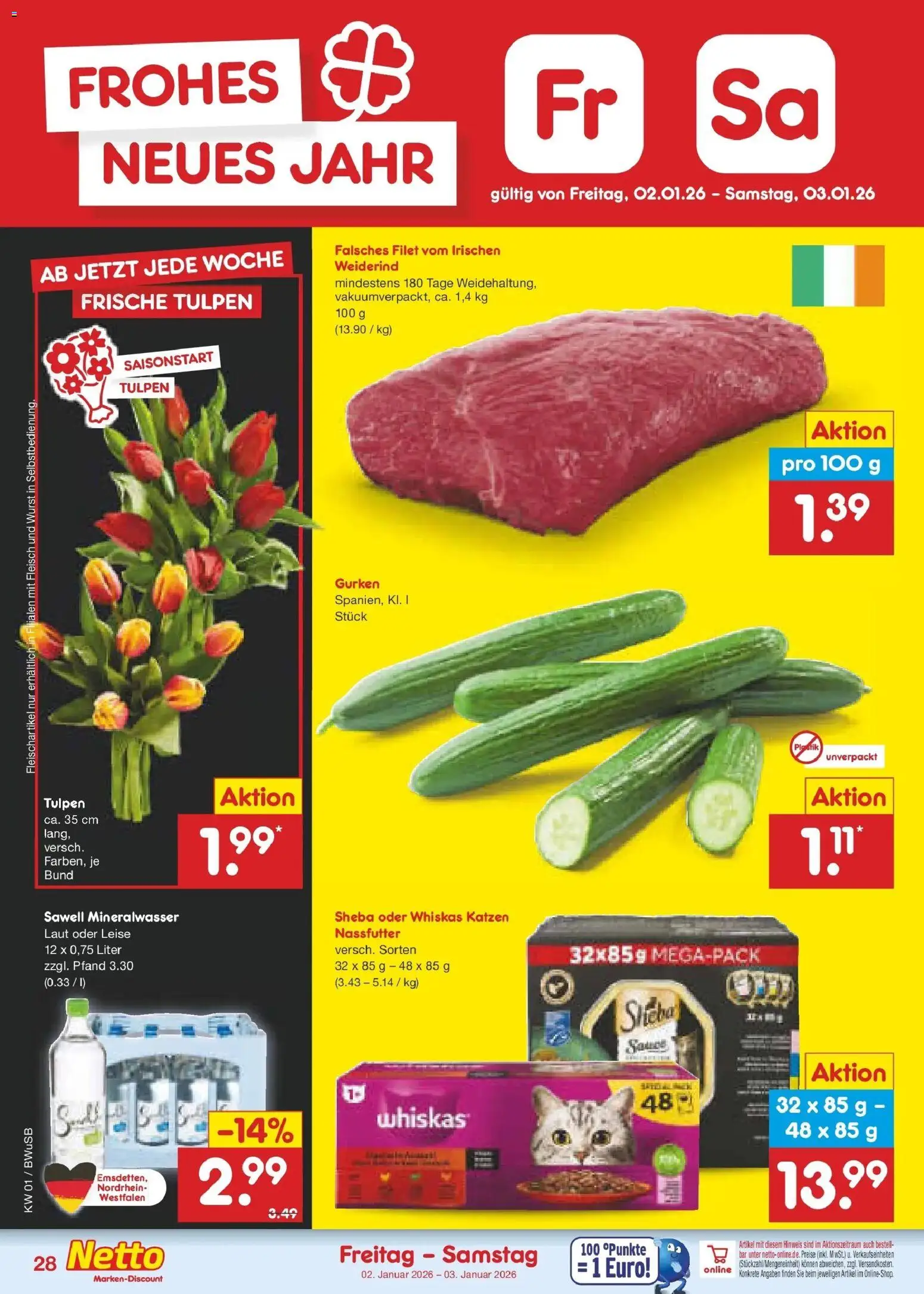 Netto Marken-Discount prospekt Stemwede-Dielingen	 – gültig ab 28.12.2025 | Seite: 42 | Produkte: Sheba, Mineralwasser, Wurst, Fleisch