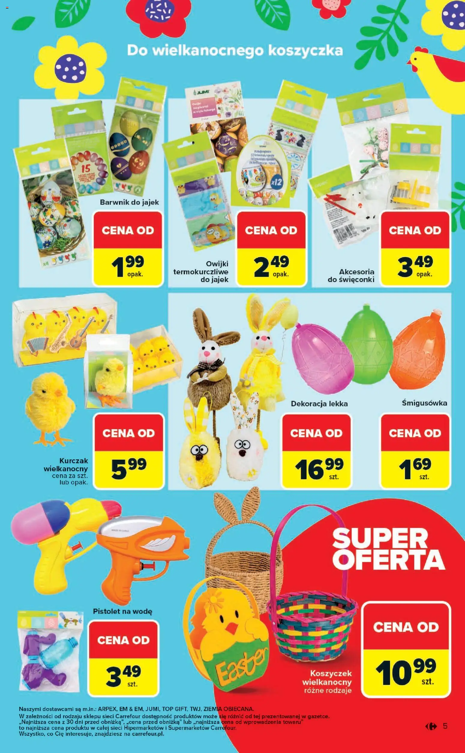 Carrefour gazetka - Wielkanoc cieszy bardziej od 09.03.2026 | Strona: 5 | Produkty: Top, Kurczak, Barwnik do jajek, Ziemia