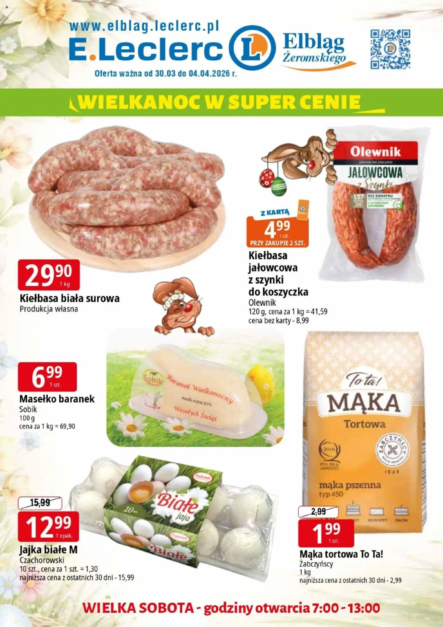 E.Leclerc gazetka - Elbląg II od 30.03.2026 | Strona: 1 | Produkty: Karta, Masło, Jajka, Jaja