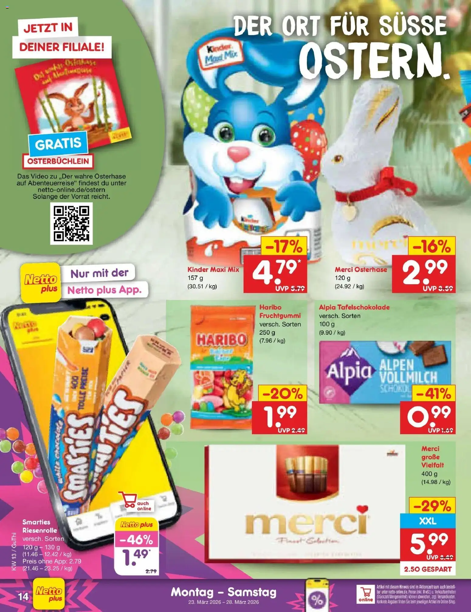 Netto Marken-Discount Prospekt Glauchau	 – gültig ab 23.03.2026 | Seite: 16 | Produkte: Merci, Haribo, Smarties, Video